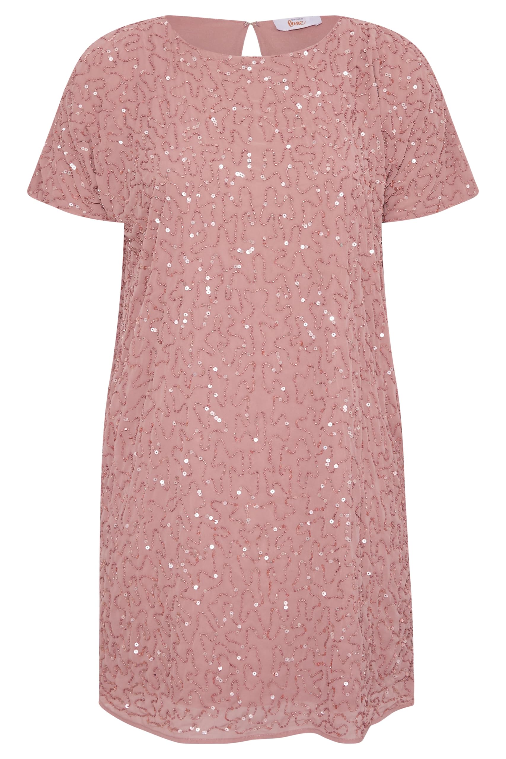 Yours Women's Dusty Pink Embellished Shift Dress In | Size: 14