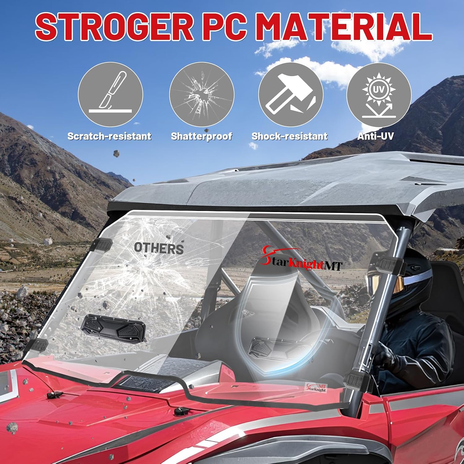StarknightMT Talon 1000 Windshield with Vent (2019-2025), Scratch-Resistant Clear PC Front Windscreen Compatible with Talon 1000X/1000R/1000X4 UTV Accessories