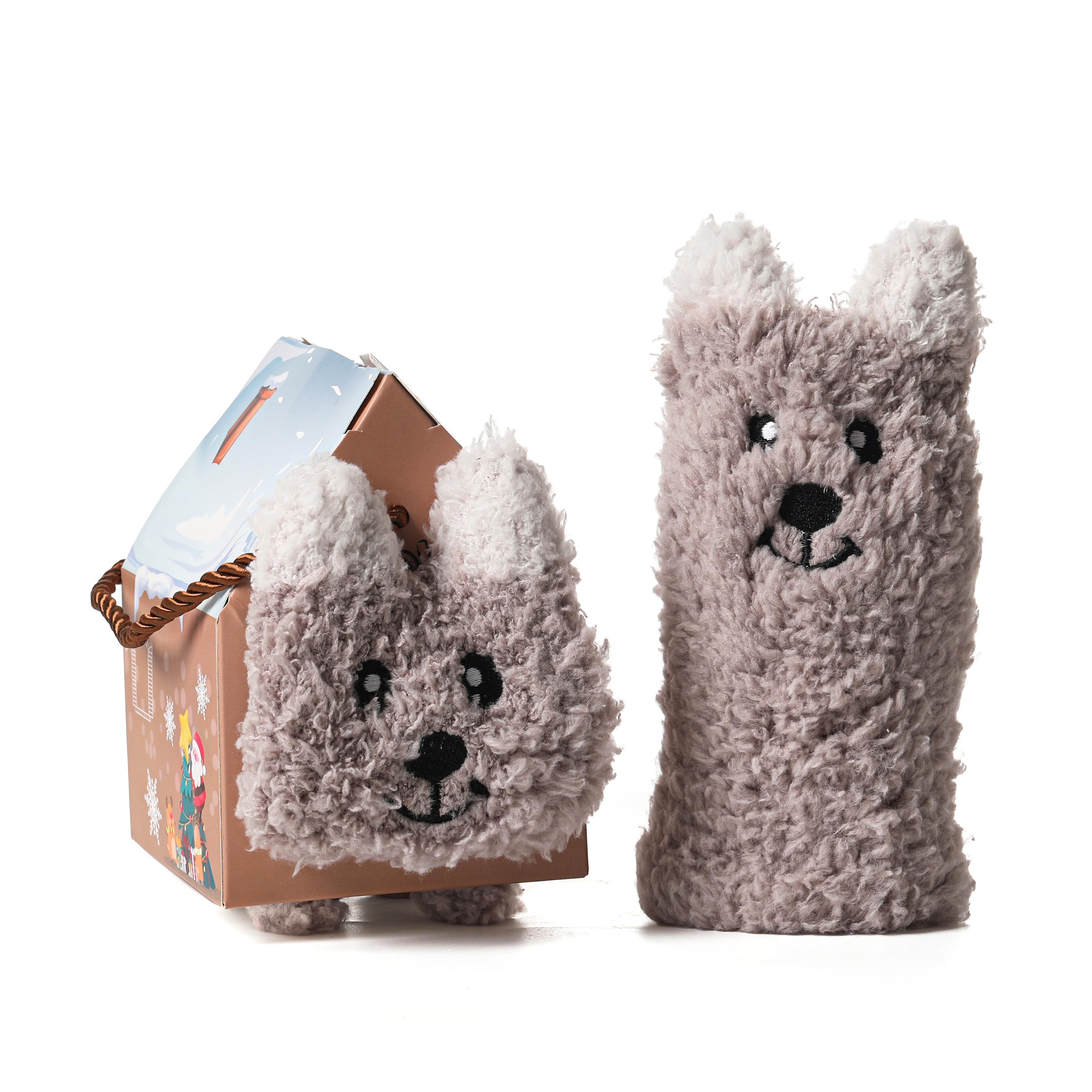 HHUQ Birthday Gifts for Women, Mothers Day Gifts for Mom, Warm and Cozy Gifts for Friends Teacher Sister Bestie Girlfriend Coworkers Wife Daughter Grandma Aunt, Cute Fuzzy Animal Fuzzy Socks