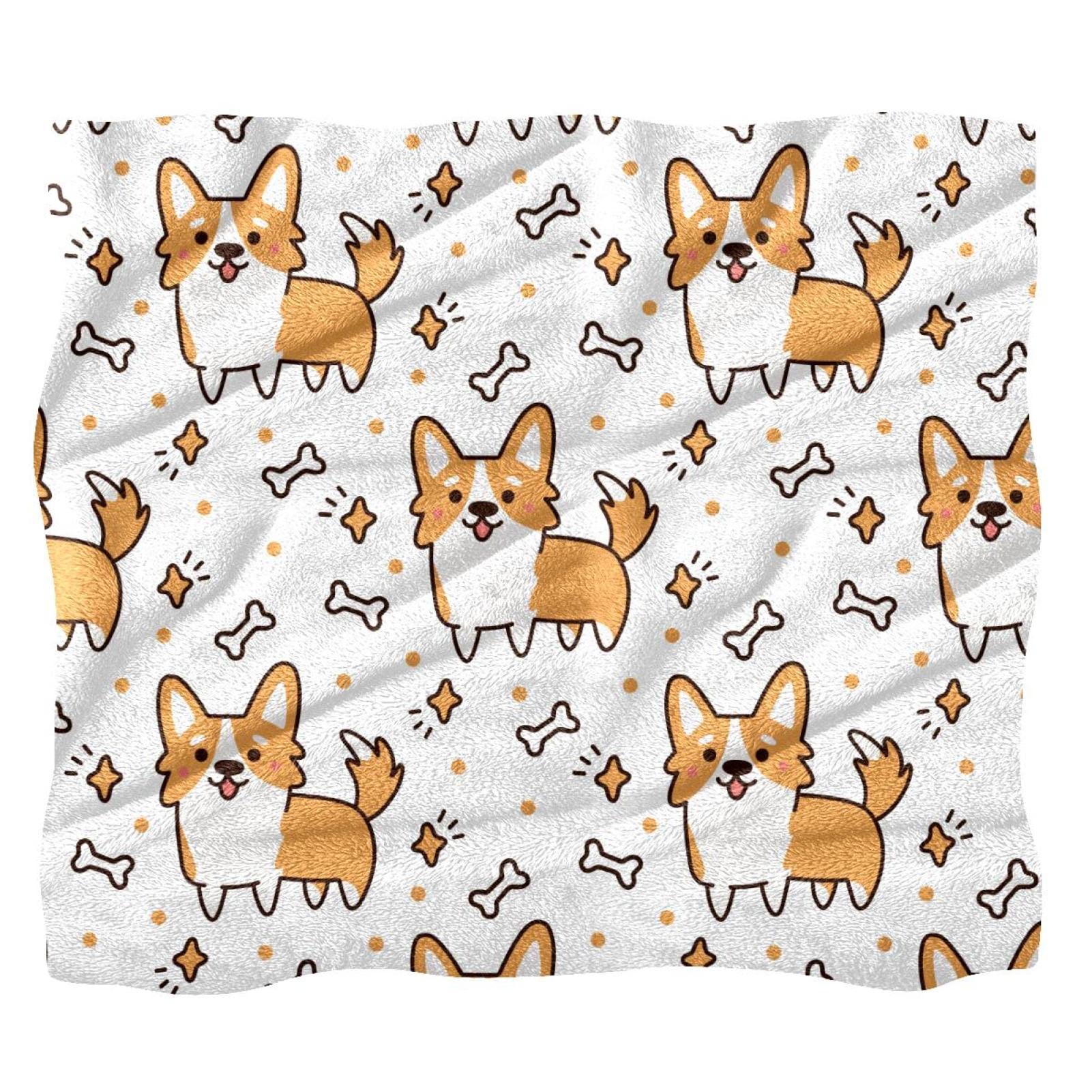 Couverture polaire Corgi douce lit canapé plaid chaud jeté