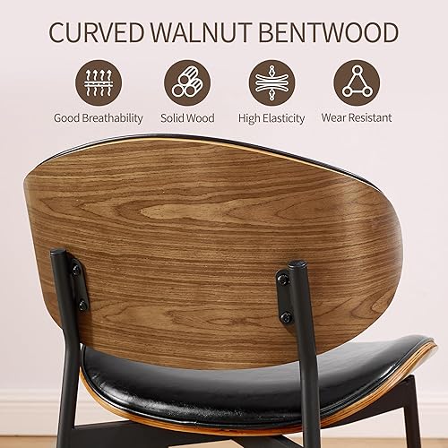 Miniatura 3 de Art Leon Modernas sillas de comedor de piel sintética, juego de 2, silla de escritorio de mediados de siglo sin ruedas, silla decorativa sin brazos