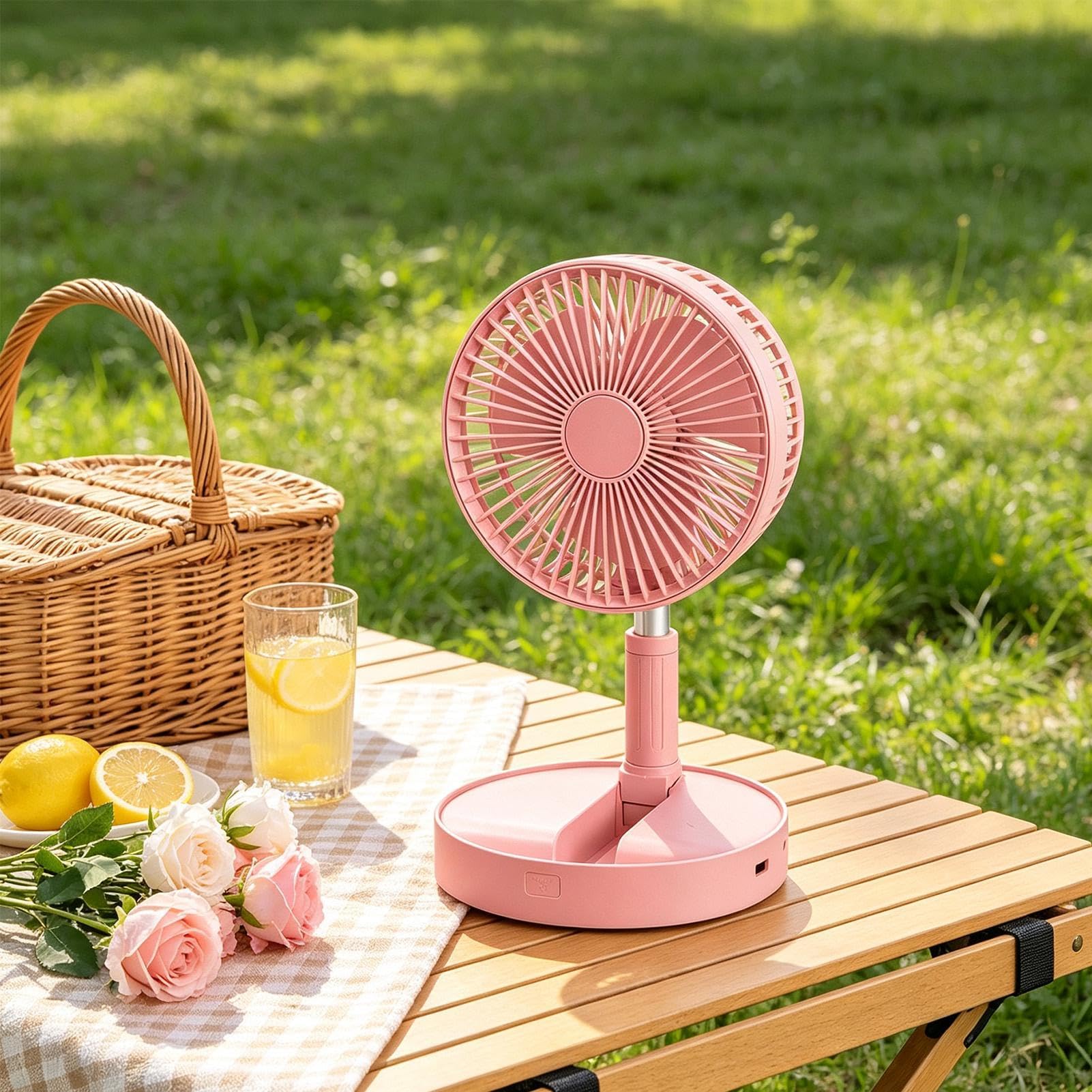 Ventilatore piantana portatile Soffiatore Oscillante Inclinabile A 185° | Ventilatore Da Tavolo Pieghevole Silenzioso Per Campeggio Viaggio Tenda Cucina Ufficio Camera