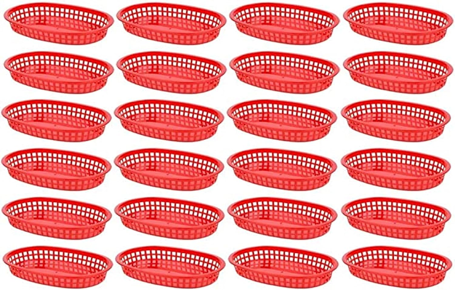 TrueCraftware- 10-3/4" Oblong Fast Food Basket Black Plastic Set of 36- Fry Fast Food Reusable Foodservice Restaurant Diner Tray Plates Restaurant Deli Serving Chicken Burgers Sandwiches & Fries