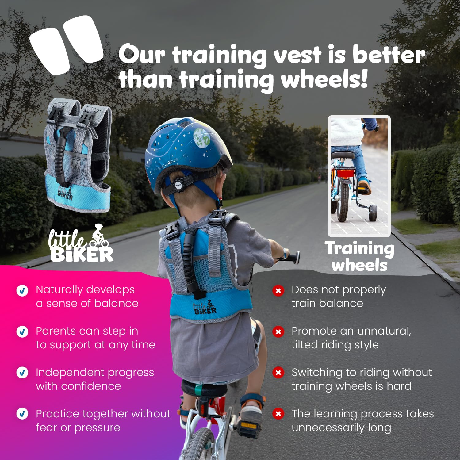 Giubbotto di apprendimento per bambini, con maniglia, apprendimento in bicicletta, pattinaggio in linea, sci, pattinaggio su ghiaccio, pattinaggio a rotelle, regolabile