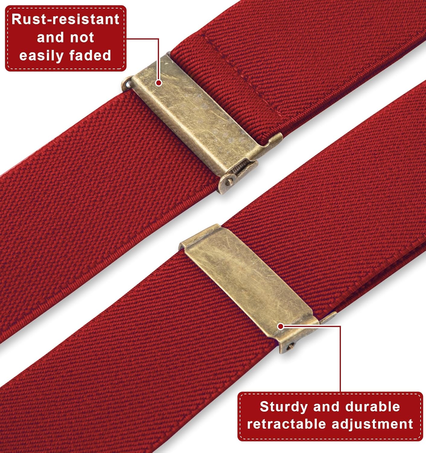 Fasker Suspenders for Men Heavy Duty 1.4 Inch Adjustable Elastic Straps X-Back Mens Suspenders - Image 7