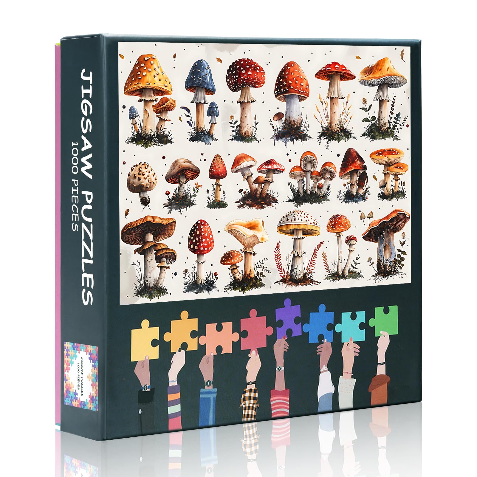 1000 Pieces Puzzle for Adults- A Vibrant Collection of Edible Mushrooms in Diverse Shapes Picture Jigsaw Puzzles Difficulty Puzzles Rompecabezas Para 50x70cm