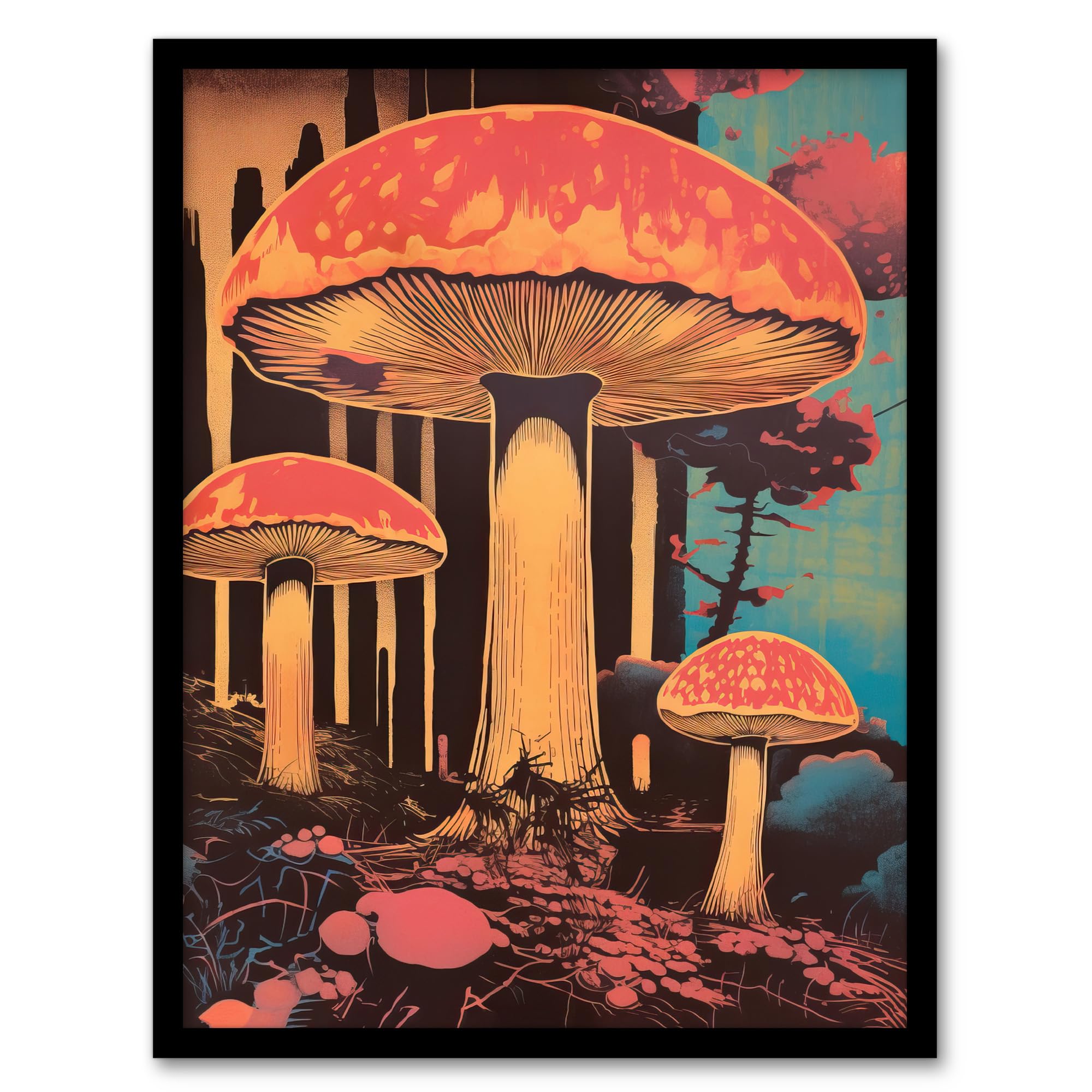 B&Q -  Vintage Mushroom Aesthetic Earthy Forest Screenprint Cep Kitchen Wall Art PrintA4 Size