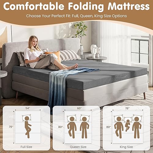 Miniatura 4 de Convertible Sofa Bed Full,5-in-1 Folding Boneless Couch Corduroy Futon Sofa Bed,Tri-Fold Mattress with Removable Armrests & Handle,Sleeper with Pull