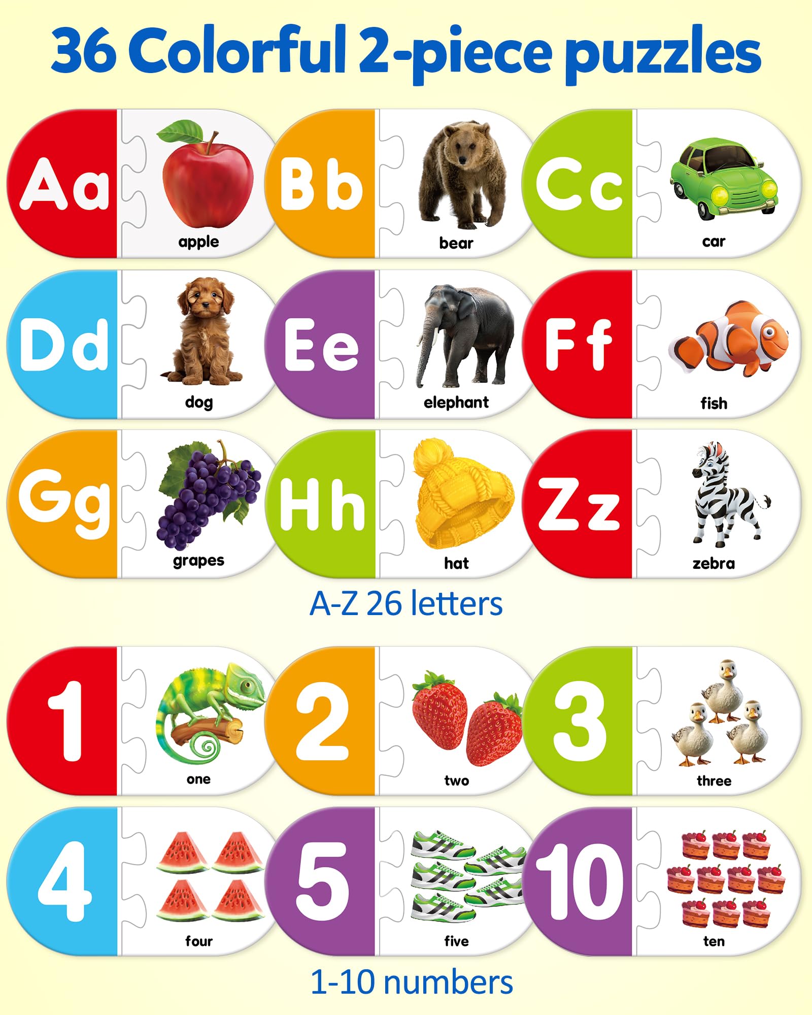 Coogam Learning Alphabet Matching Game, 36pcs Self-Correcting Sight Words Letter Number Cards, Fine Motor Educational Montessori Toy for Preschool Kindergarten 3 4 5 Years Old