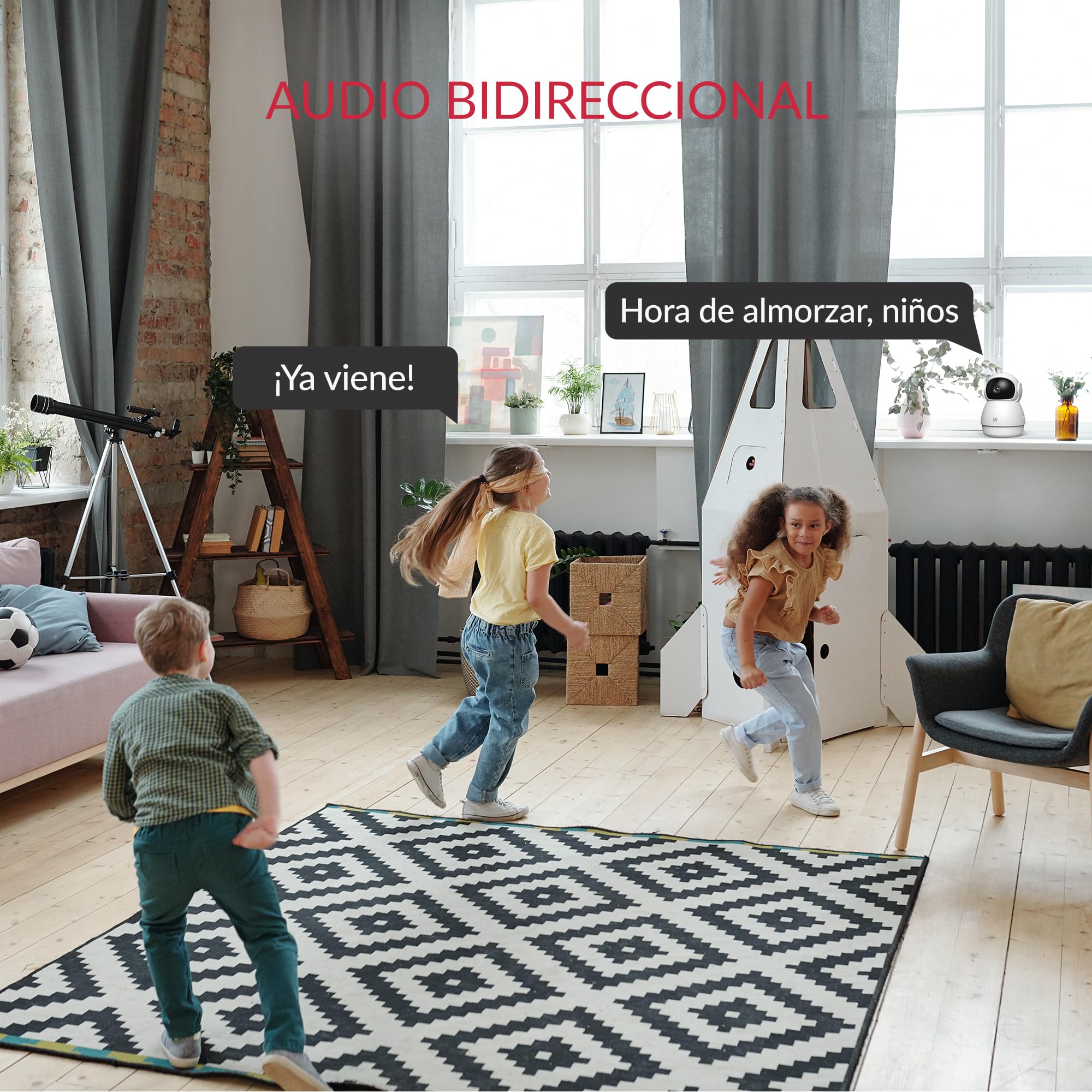 YI Camara de Vigilancia Interior Dome Guard 2K, PTZ 360° Camara WiFi 2.4Ghz Camara IP, Detección Movimiento, Visión Nocturna, Notificación Tiempo Real, Compatible Alexa, 2 Piezas