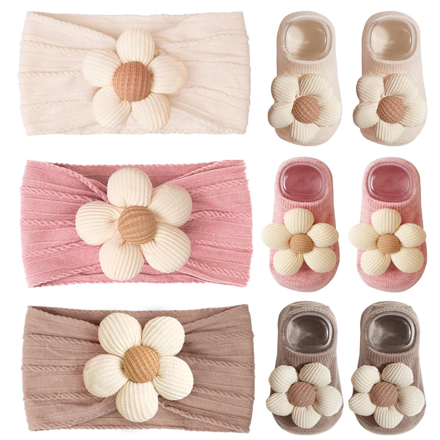 JOYOYO Baby Flower Headband and Socks Cute Baby Girl Headbands and Soft Socks Sets for Toddler Newborn Infant