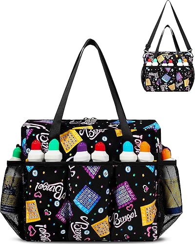 Bolsa de bingo para Bingo Daubers Dabbers Dobbers Bolsas de bingo con bolsillos para juegos de bingo, suministros de cosas, bolsa de mano de bingo