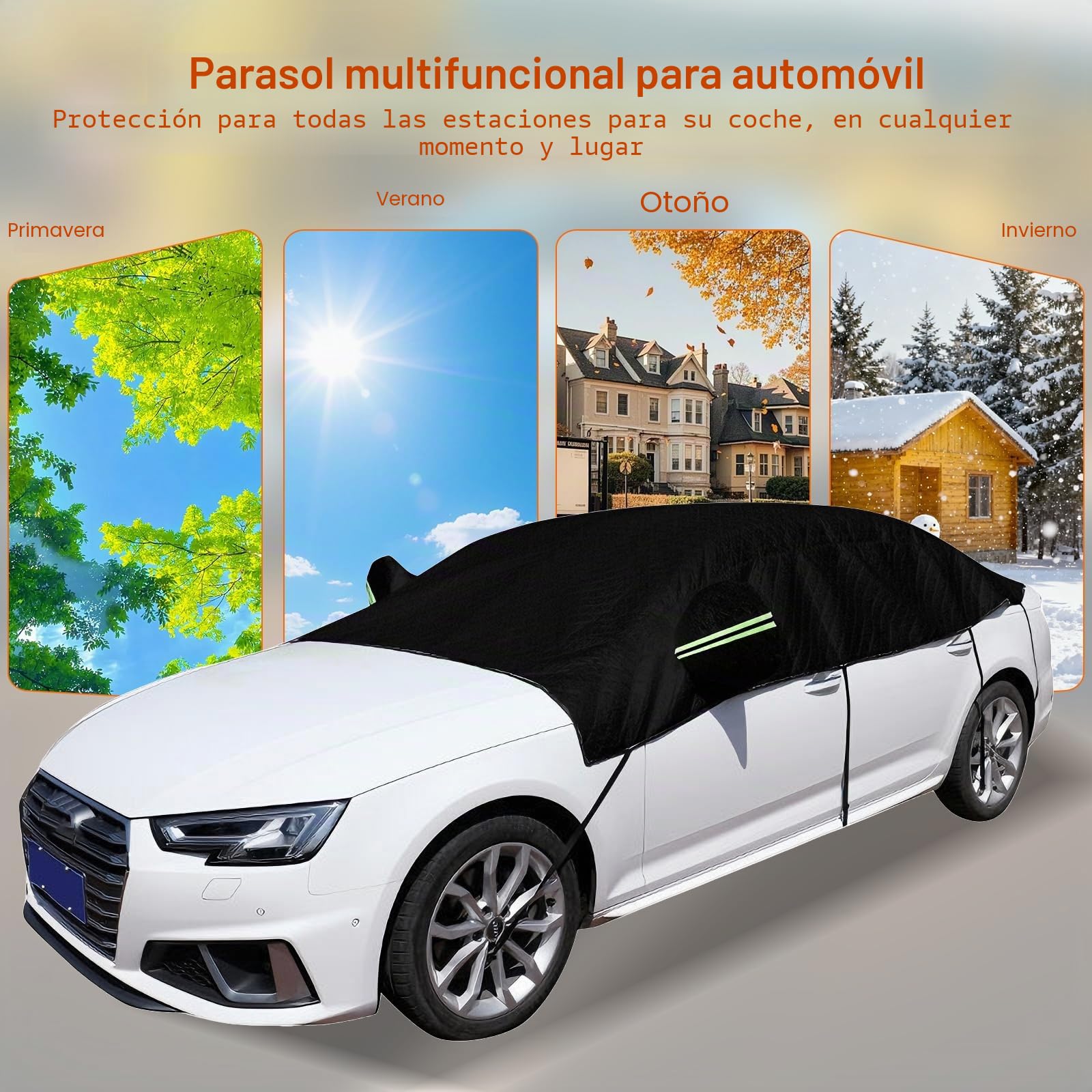 Funda Coche Exterior Impermeable Y Transpirable, Resistente a Los Rayos UV, Nieve Y Polvo, Cubre Coche Exterior Universal con Tiras Reflectantes Y Correas a Prueba De Viento SUV 4.35 * 2.5m