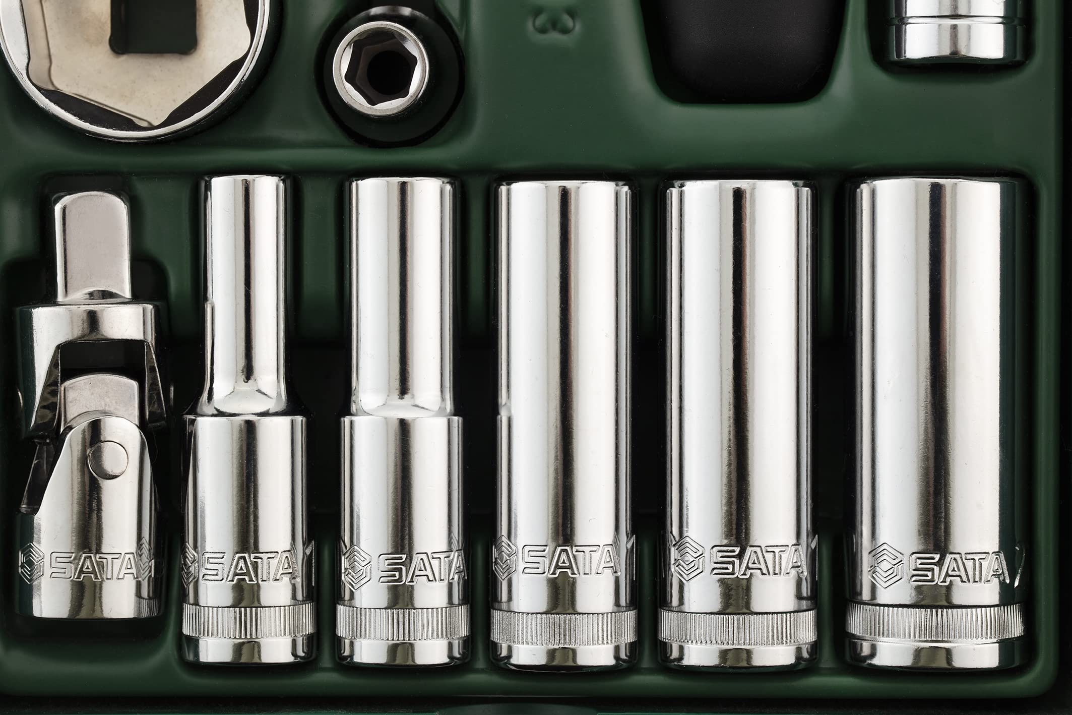 SATA ST09903SJ 27 Pieces 1/2” Drive 6 Point Metric Socket Tray Set, Green, Variety Pack - Image 4