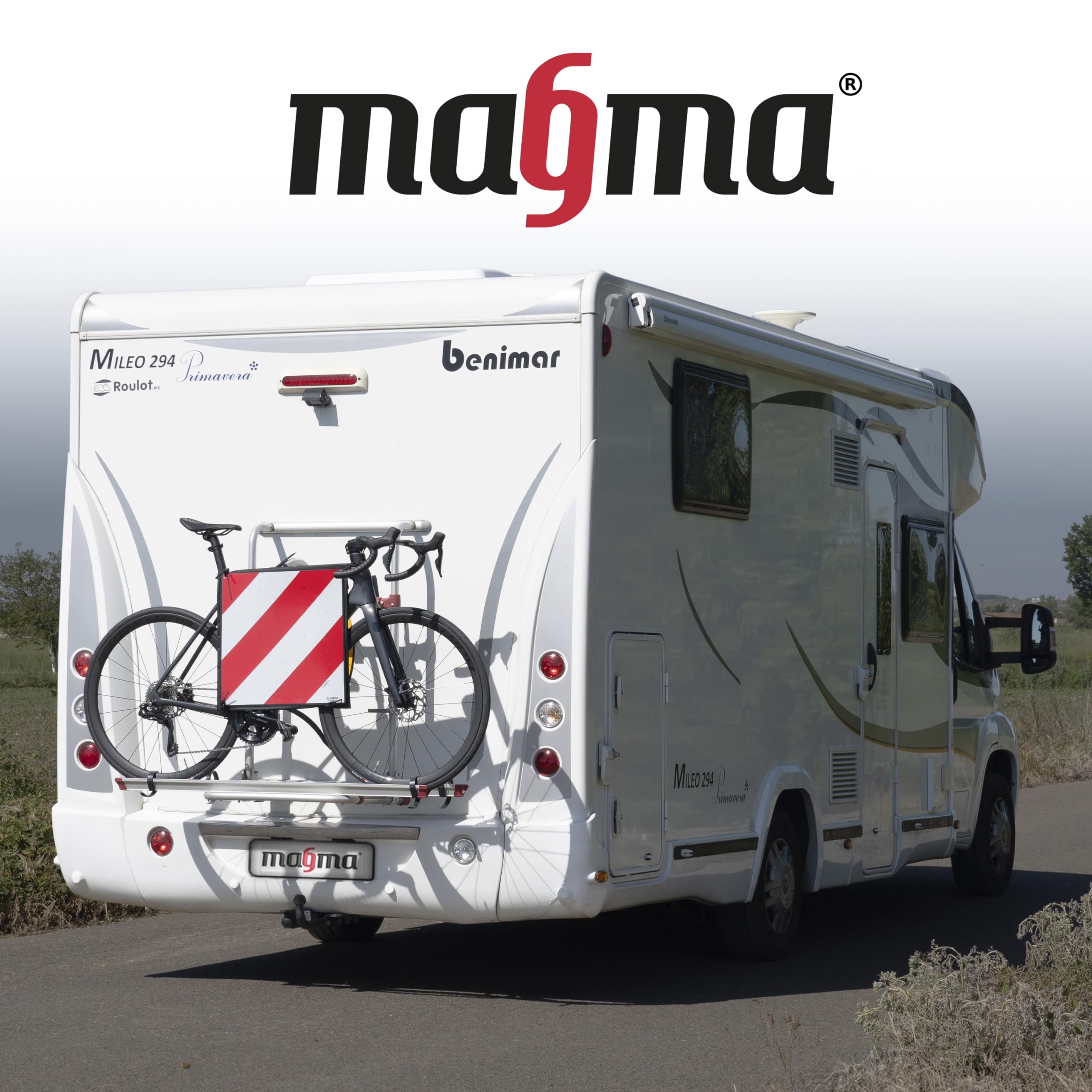 MAGMA Pack Señal V20 Española e Italiana Homologada + Pulpos + Funda, Placa V20 Portabicicletas y Carga Saliente, Flexible y con Protección Anti Arañazos Protege tu Bicicleta o Bici NO Raya
