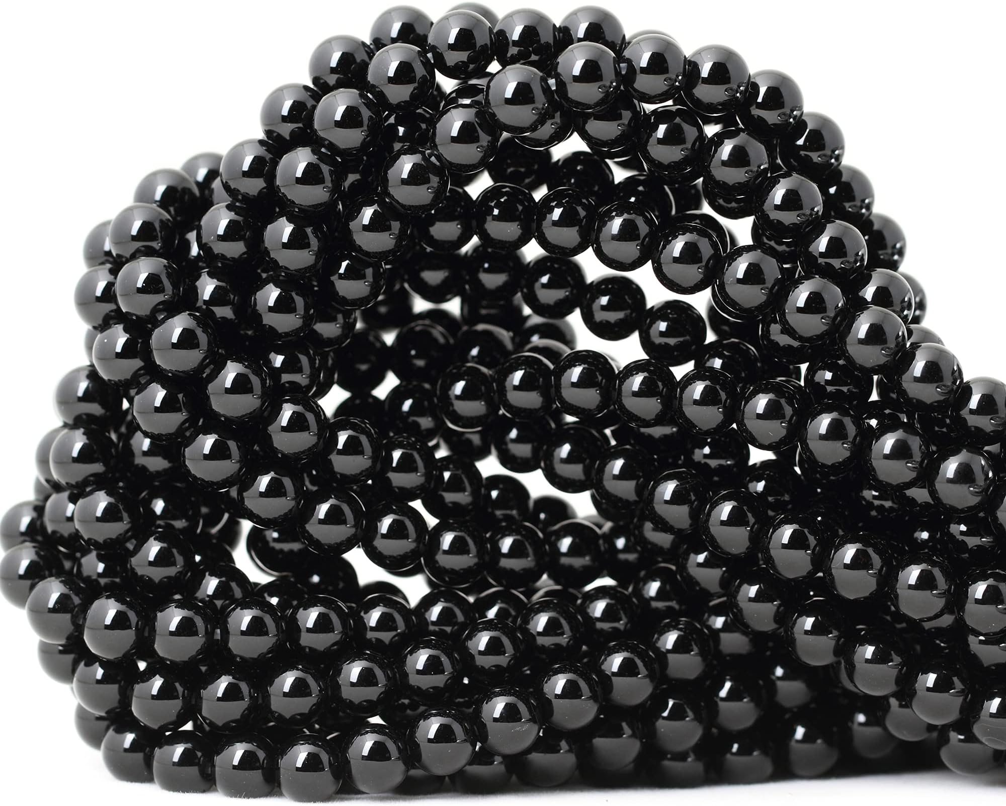 60PCS 6mm Black Smooth Polish Onyx Agate Gemstone Round Loose Beads for Jewelry Making 1 Strand 15"