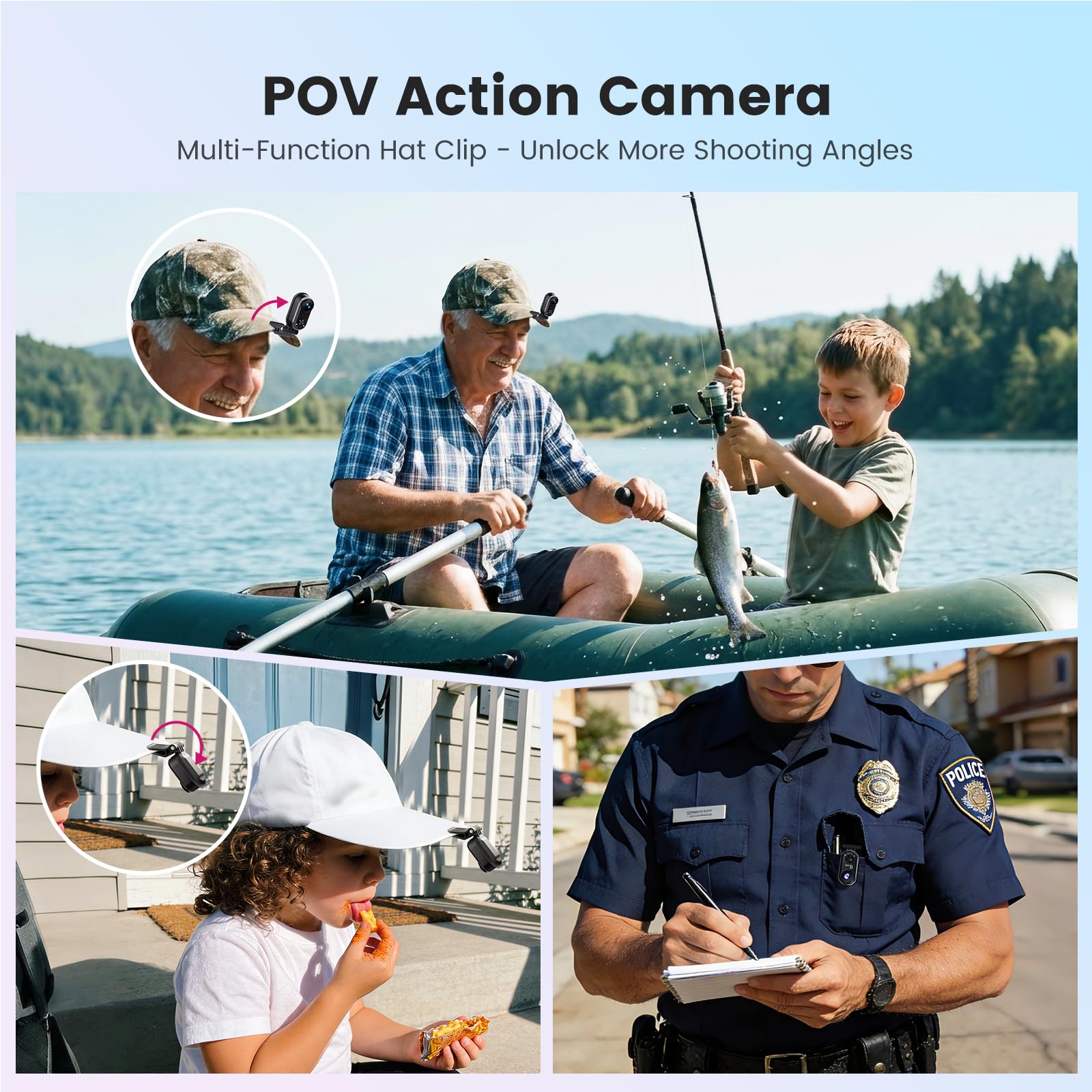 4K Mini Caméra Sport, 20MP Portable Body Camera, 6 Axes Stabilisation POV Caméra d'action,40M Caméra Étanche,WiFi Camera Portabl Sport Magnétique(Avec Carte TF de 64 Go et Accessoires de Fixation)