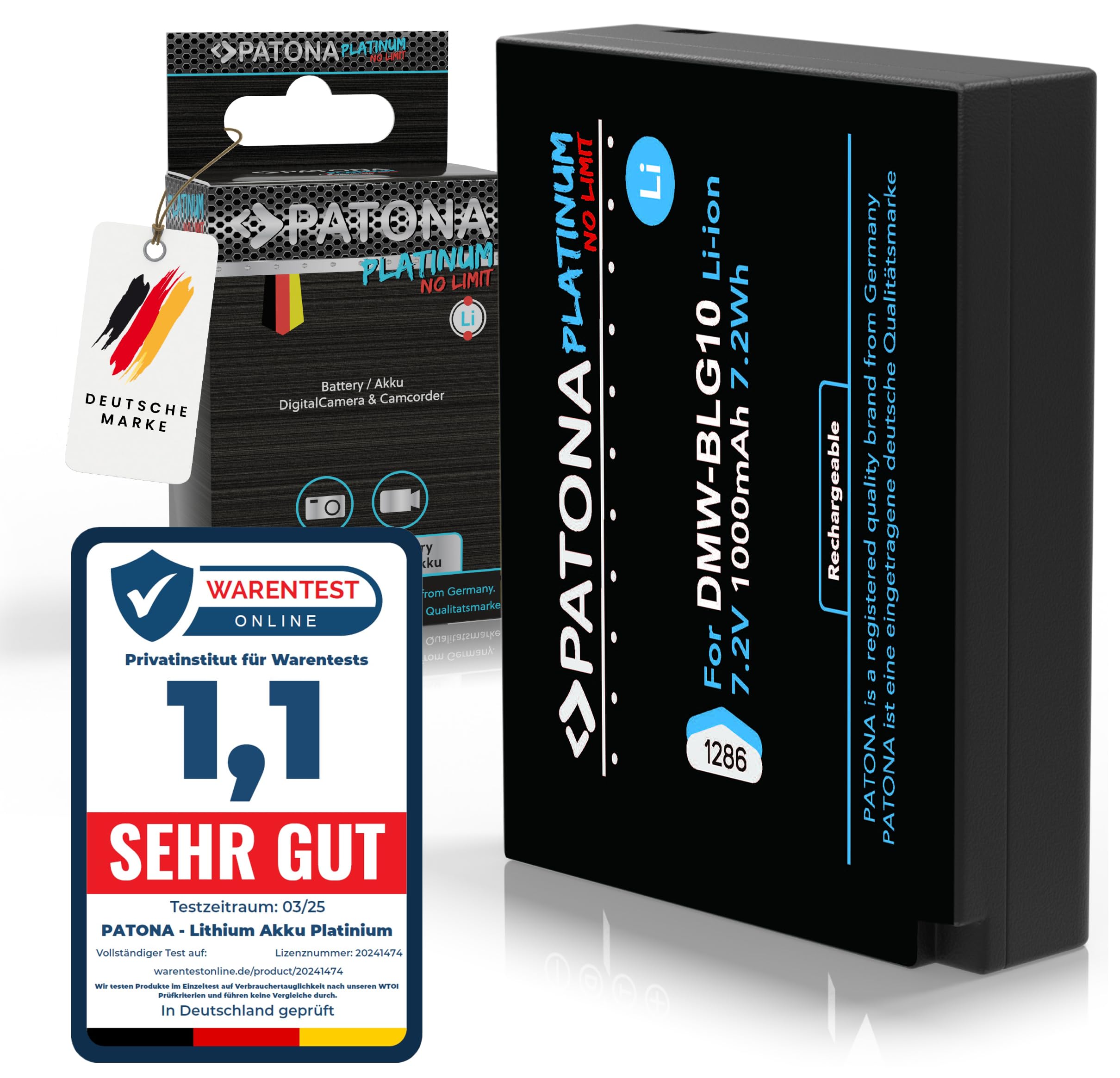 PATONA Platinum DMW-BLG10E DMW-BLG10 Batería 1000mAh Compatible con Panasonic Lumix DC GX9 G110 G100 TZ202 d TZ101 TZ99 TZ91 GF3 GF5 GX7 GX80 LX100 II ZS70 ZS110 Leica C D Lux DMWBLG10 BLG10