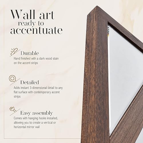 Miniatura 5 de Modern Aspen Espejo de pared de doble diamante, 72 pulgadas, marrón