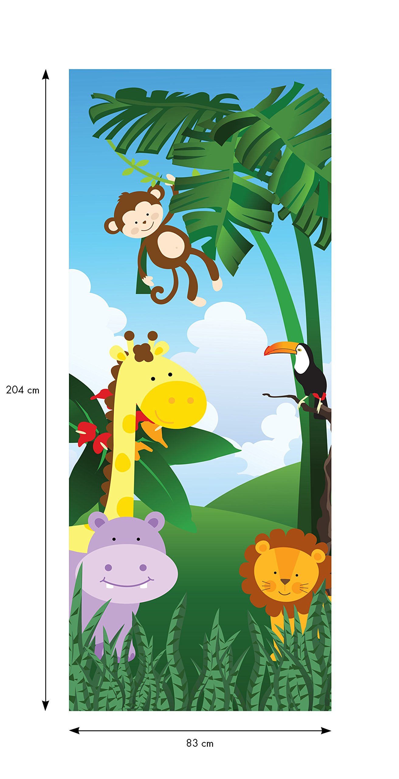 Ambiance-Live Door Sticker 204 x 83 cm - animals of the Jungle, Multicolor - Image 2