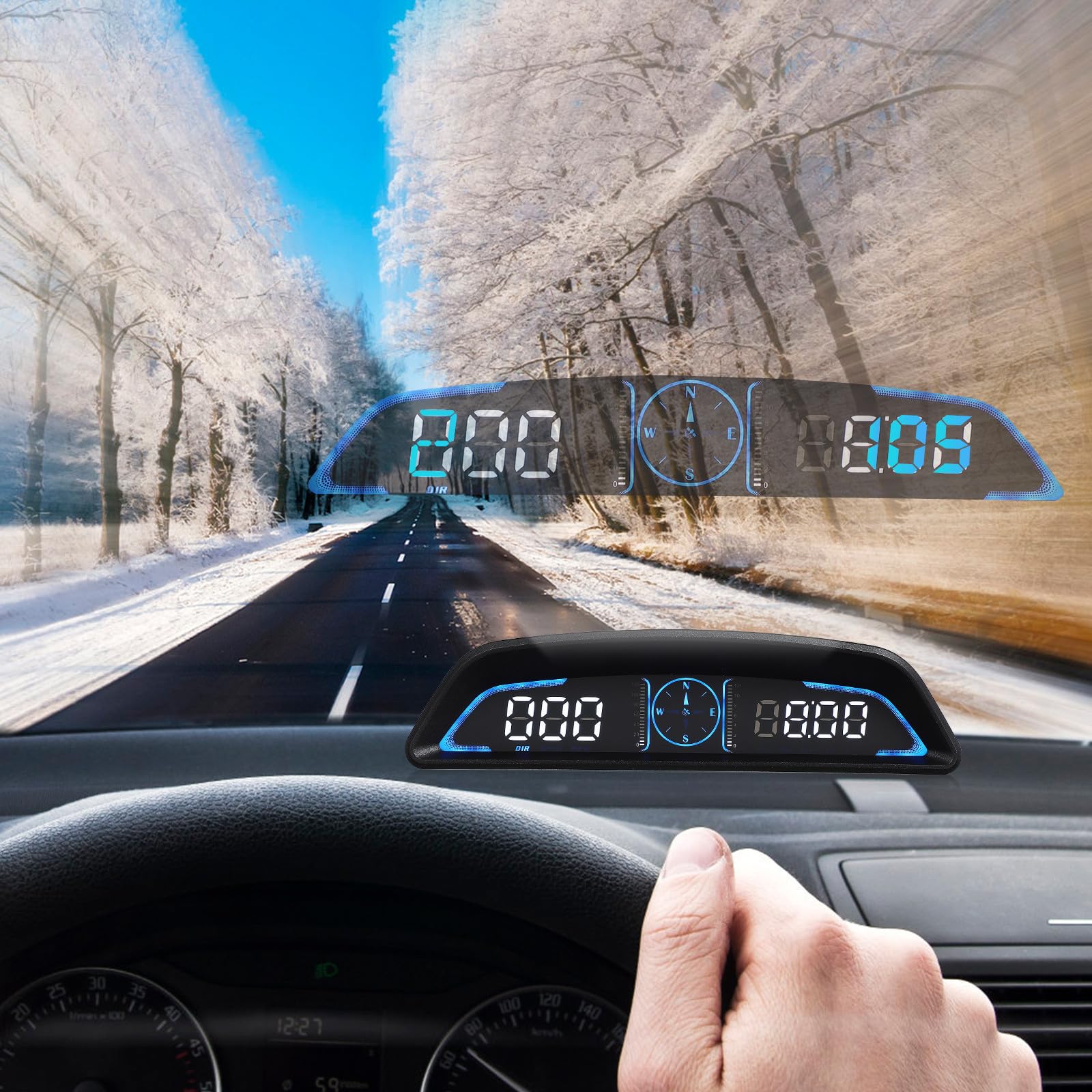 Display Head-up Digitale per Auto con Tachimetro Gps, Allarme Superamento Velocità e Contachilometri Integrato, Materiale Abs e Pc, la Gestione del Veicolo la Guida Sicura