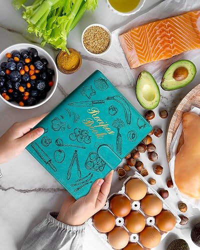 Miniatura 4 de molekaus Libro de recetas, libro de recetas en blanco para escribir en tus propias recetas, cuaderno de recetas para cocina familiar, tapa dura