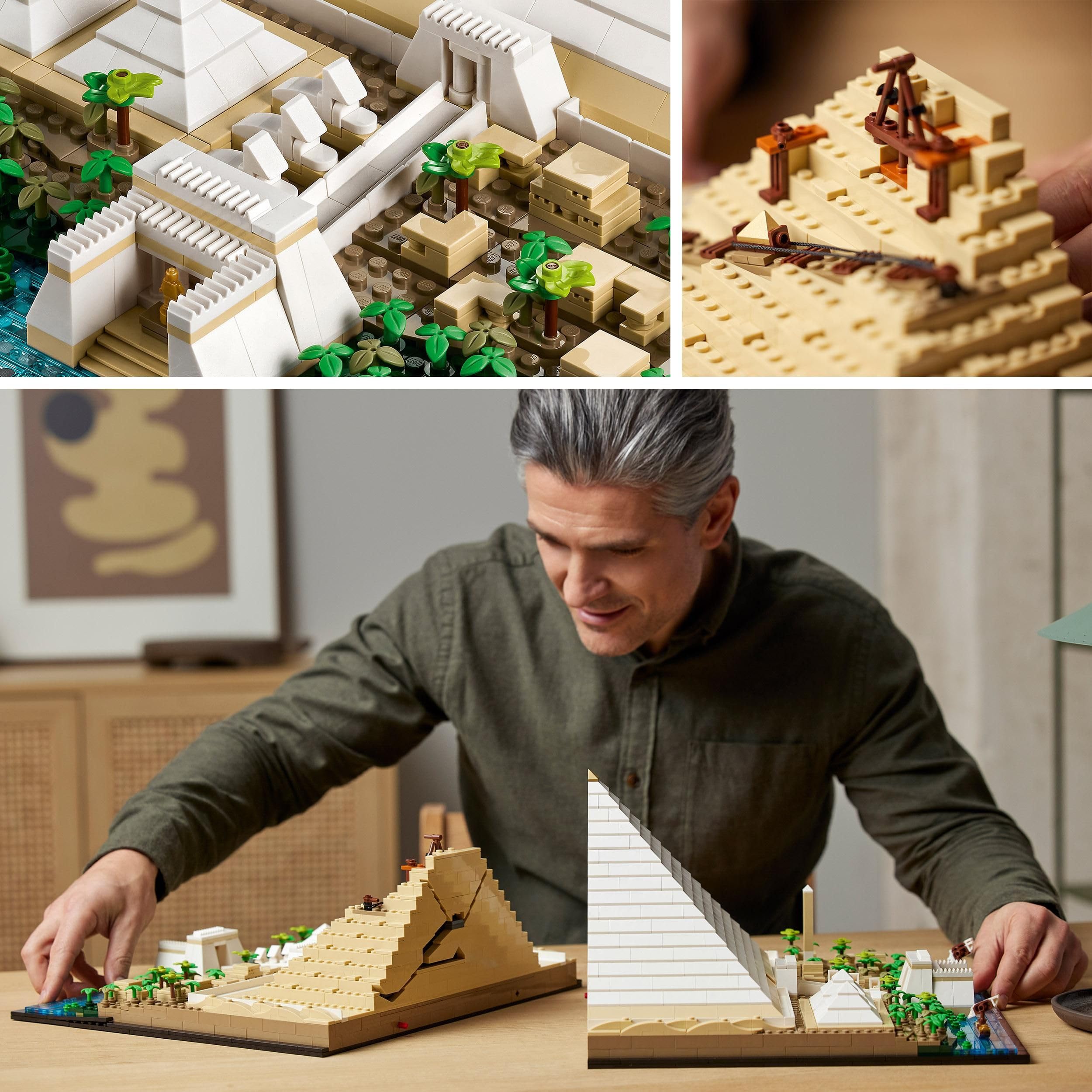 LEGO Architecture La Grande Piramide di Giza, Decorazione per la Casa, Idea Regalo per Adulti, Uomini, Donne, Mamma, Papà, Hobby Creativi con le Costruzioni, Collezione Monumenti Famosi 21058