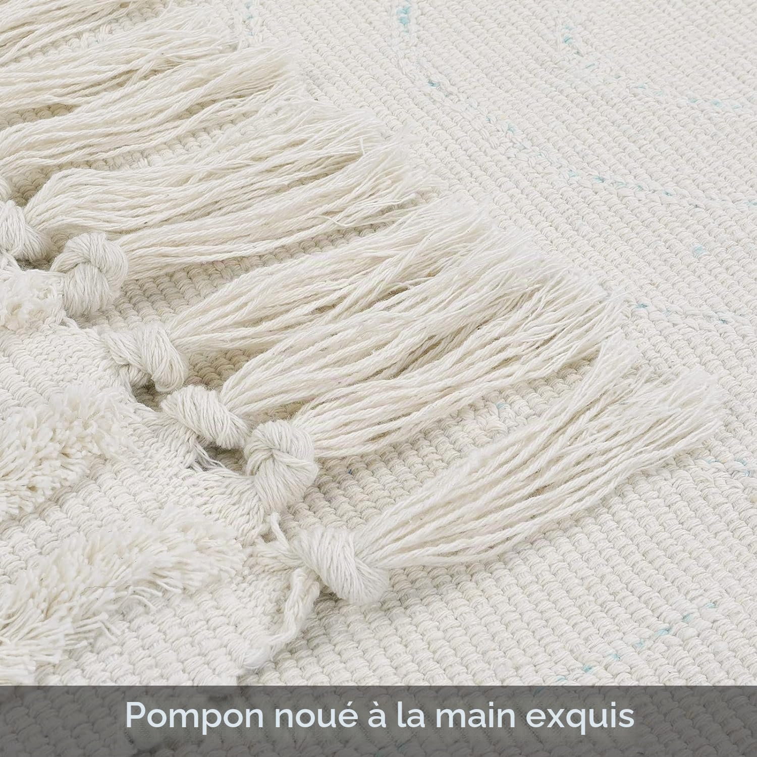 Tapis de Salle de Bain bohème, Tapis de Cuisine bohème, Tapis d'entrée en Coton de Ferme pour Chambre/buanderie, jeté tissé décoratif (Beige 60 x 180 cm