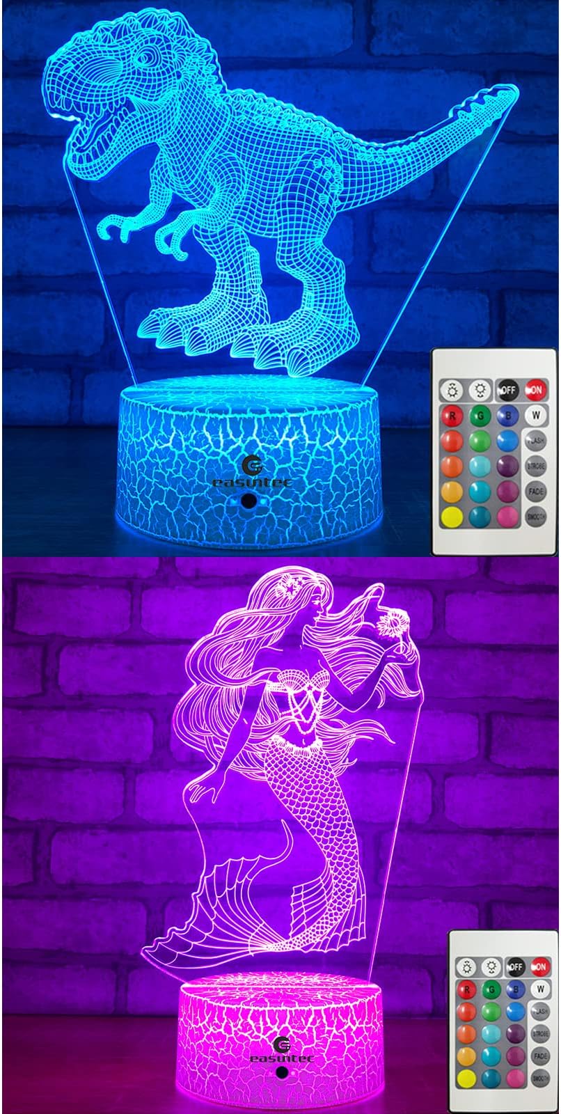 easuntec T-rex Dinosaur + Mermaid 3D Night Light (2 in 1 Bundle)…
