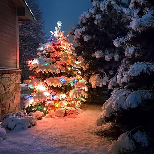 Miniatura 7 de Guirnalda de luces de Navidad, 120 luces LED a pilas, 42 pies, IP65, impermeable, para exteriores, con temporizador, 8 modos para dormitorio,