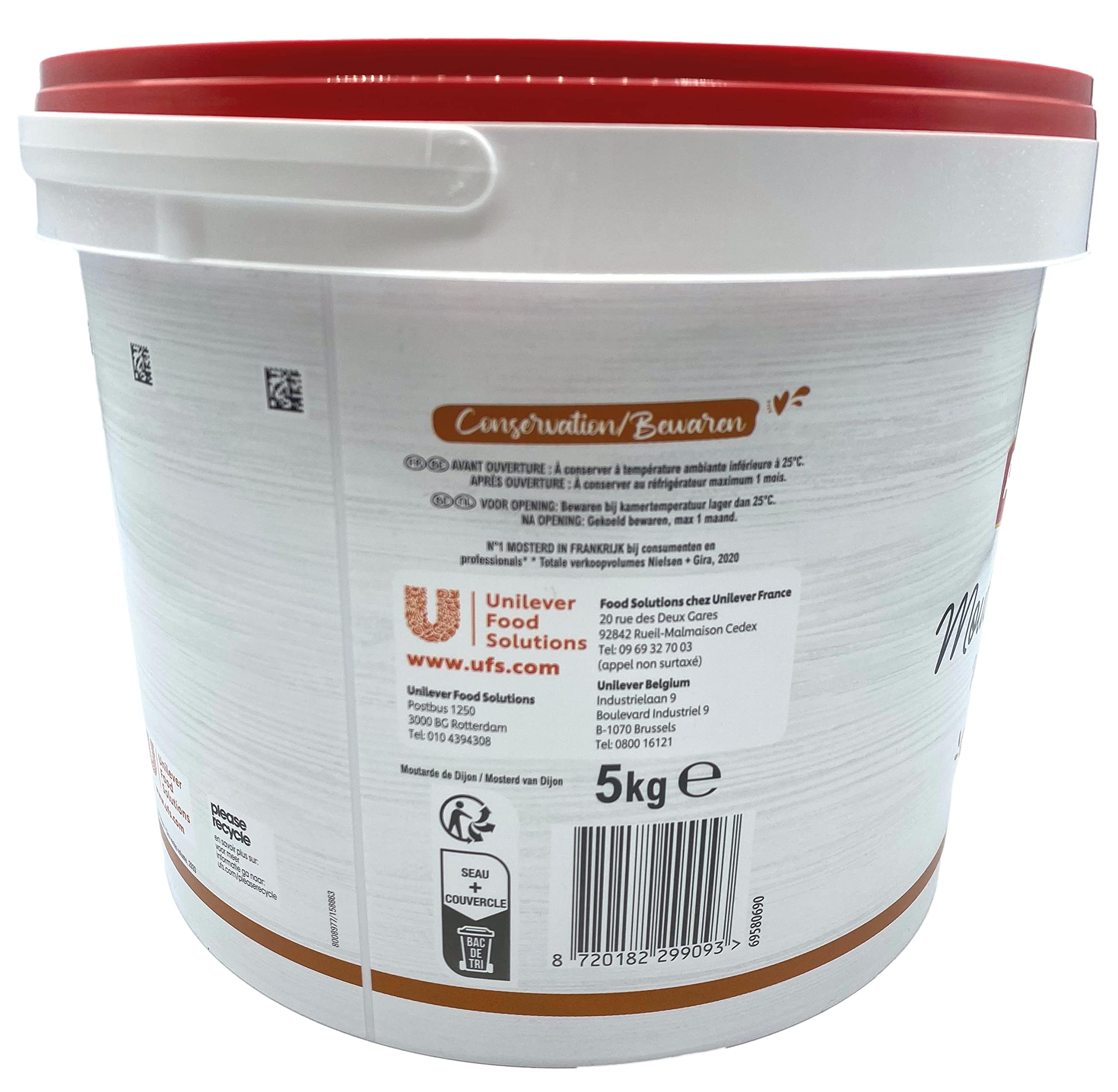 Amora - Mostaza Dijon, Salsa Mostaza, Ideal para Condimentar, A base de Granos, 5Kg