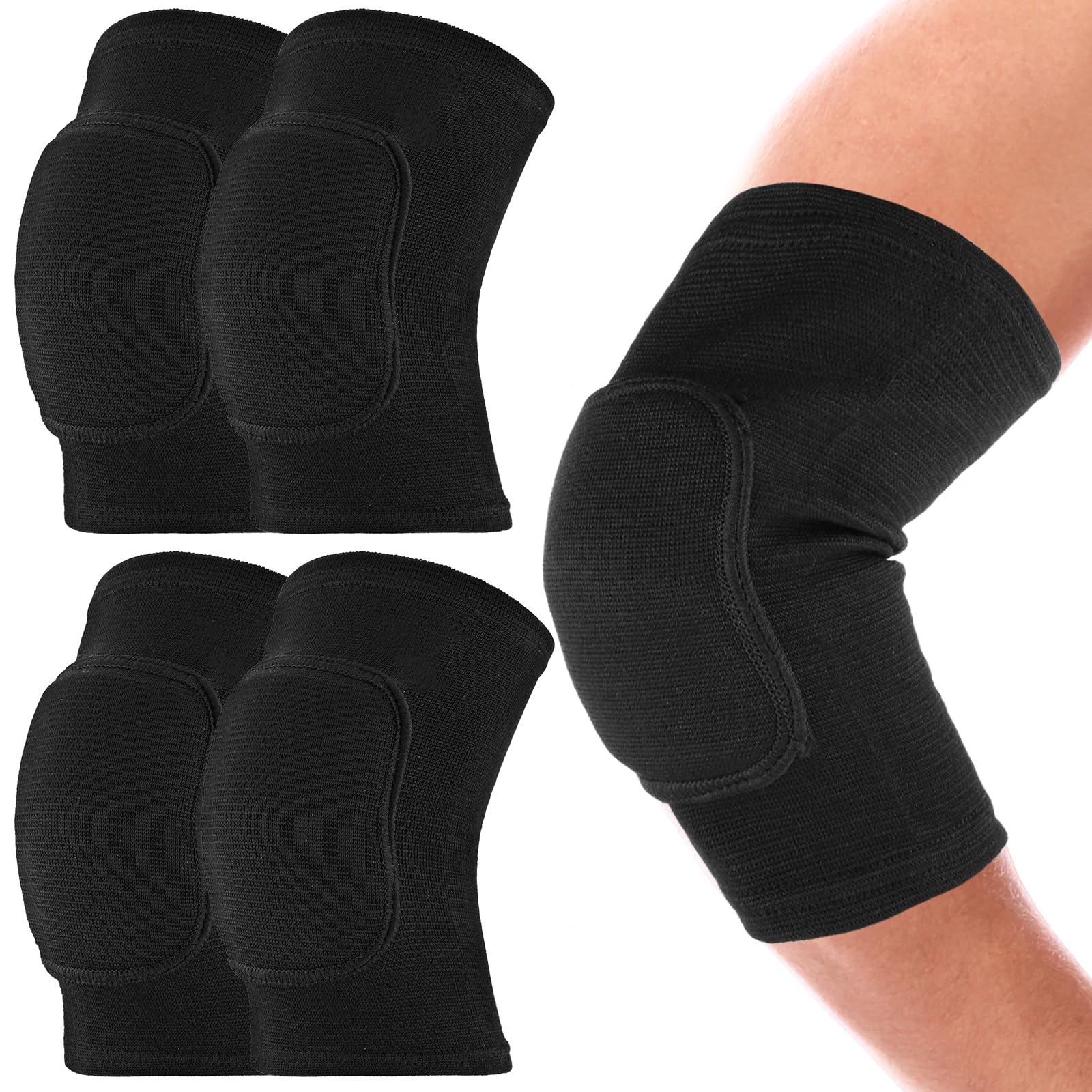 Sibba 2 Pairs Compression Elbow Pads, Arm Brace Support Fitness Arm Knee Protector Volleyball Basketball Breathable Elbow Wraps for Men and Women