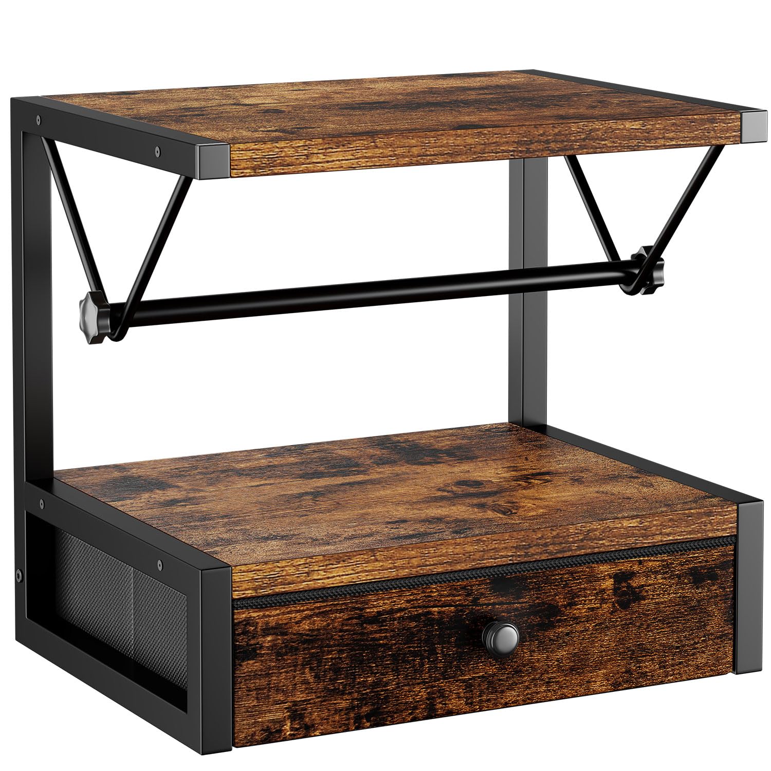 IBUYKE Supporto per etichetta rotoli e pieghevoli, supporto termico in legno per stampanti desktop, marrone TPS003H