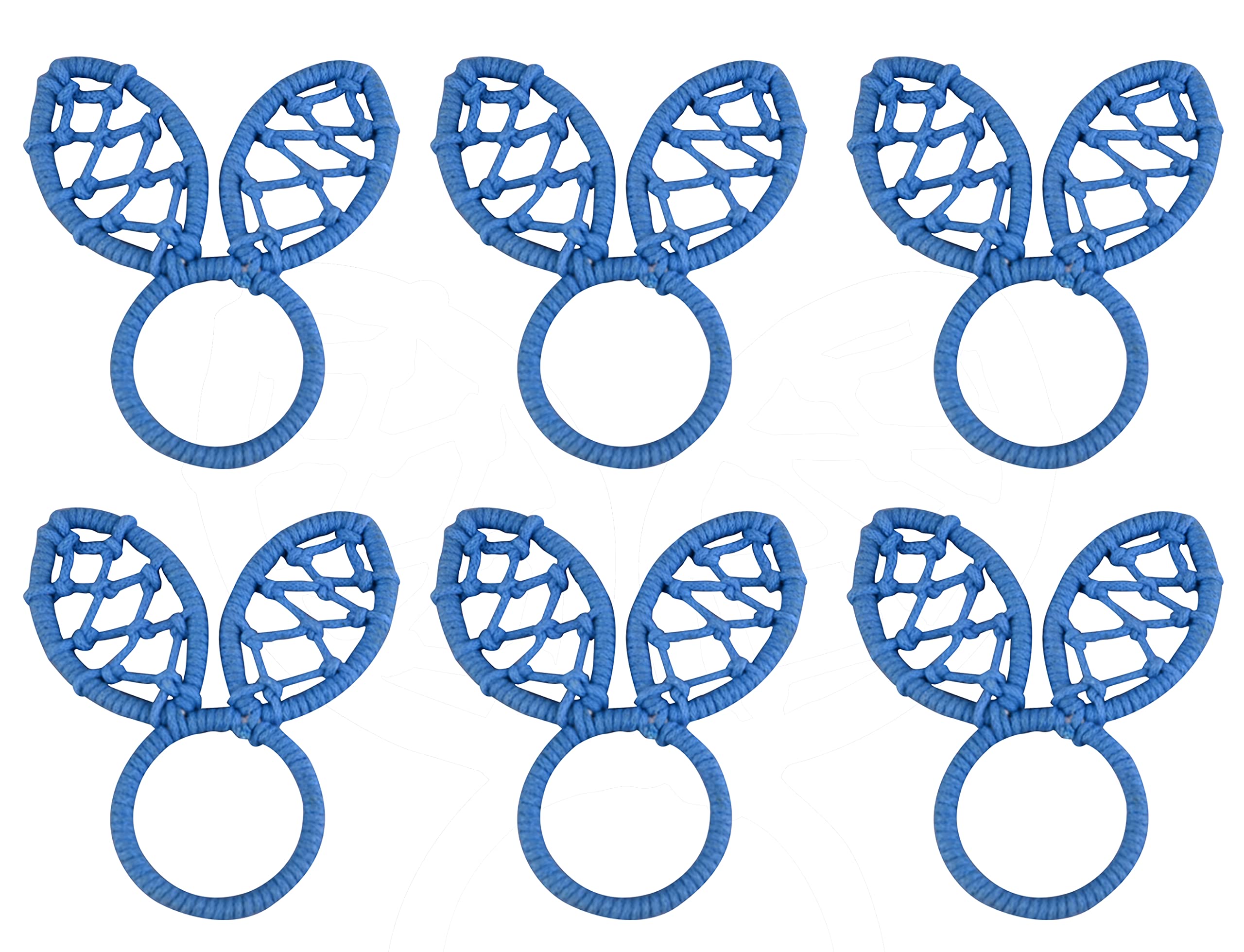 elite DECORIOBlue Small Macrame Design Napkin Rings Wedding Party Decor Accessories Napkin Ring Holders Thanksgiving, Dinner Parties, Home Table Decoration, Pack of 6