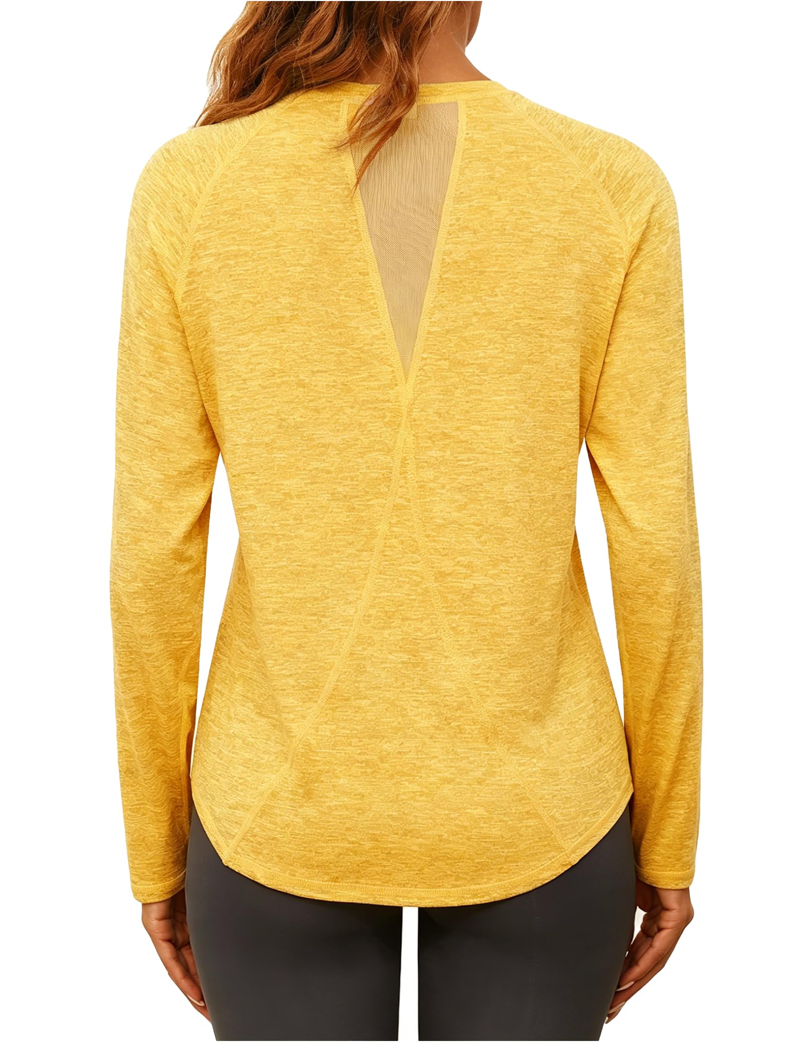 Gyabnw Damen UV Shirt UPF 50+ Sportshirt Langarm Atmungsaktives Funktionsshirt mit Mesh Rücken Schnelltrocknendes Laufshirt