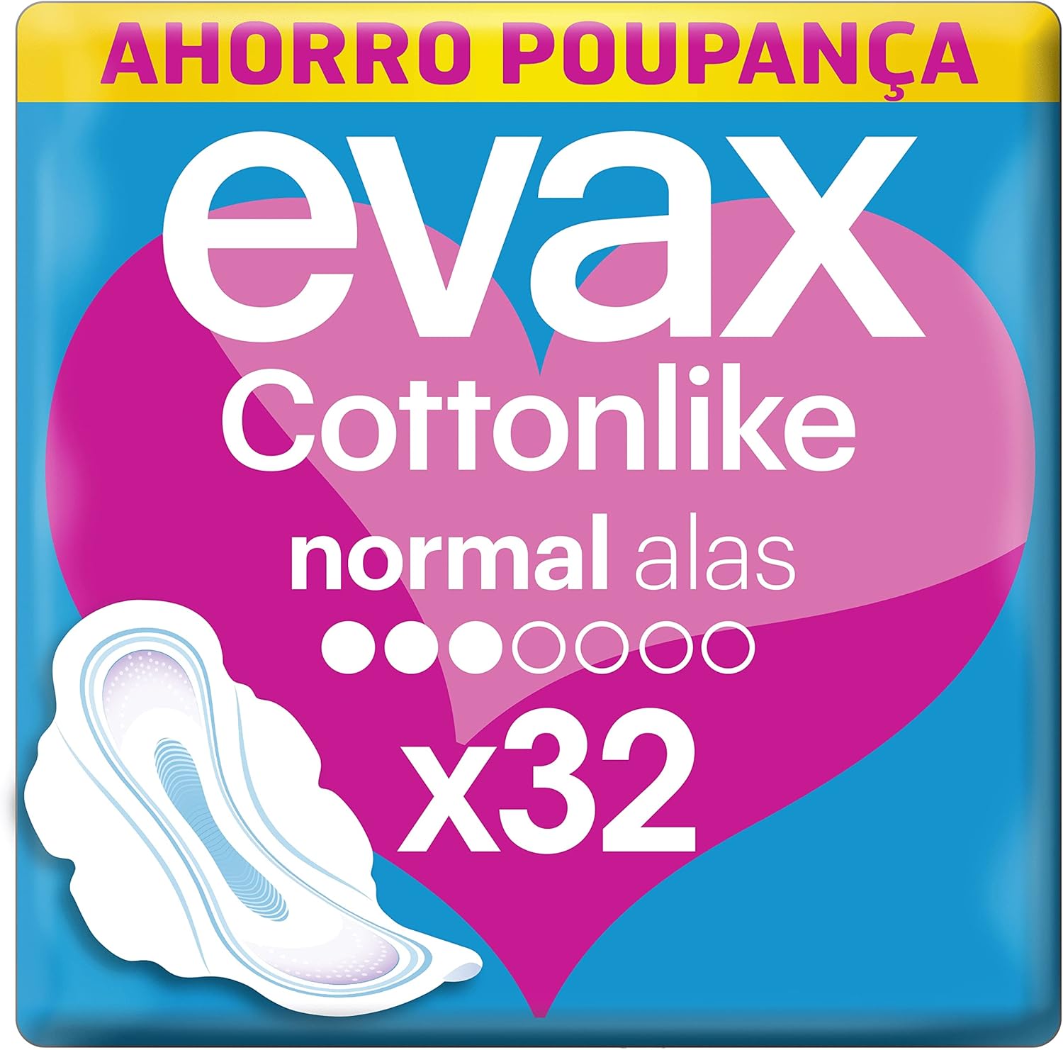 Evax Cottonlike Compresas Normal Plus con Alas - 32 unidades
