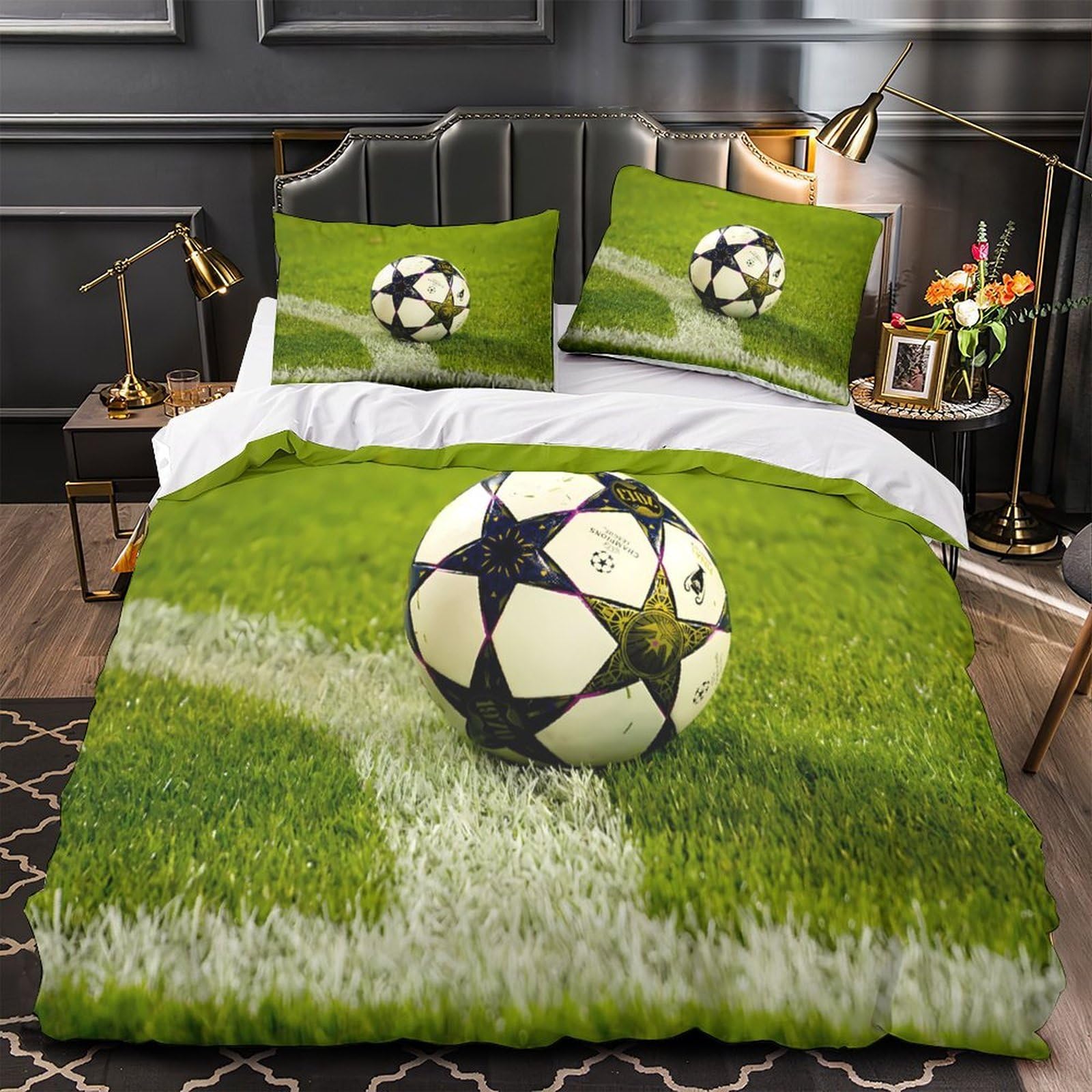 Linge de lit soccerball 3 pièces en microfibre 135x200cm pour lit une place enfant