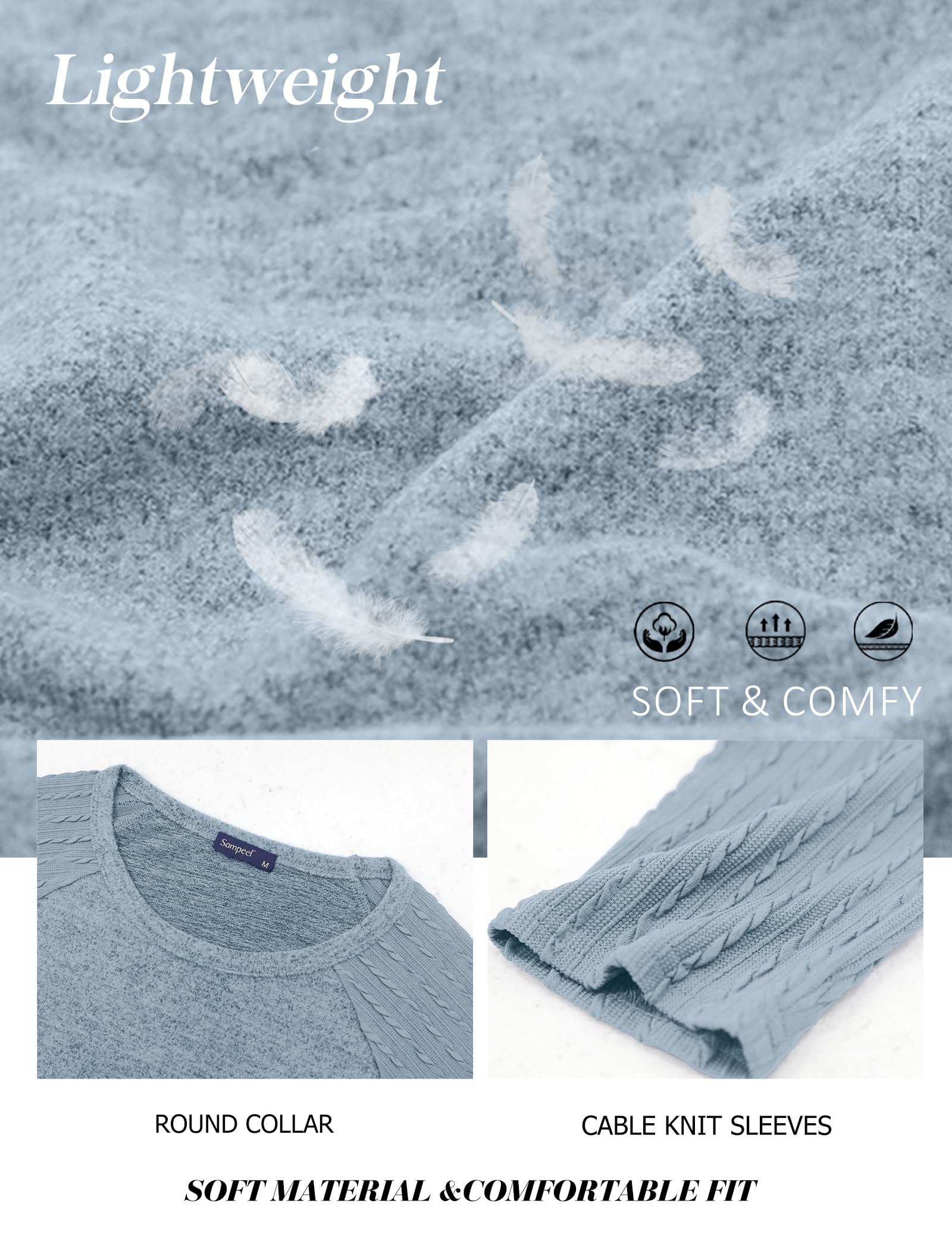 SAMPEEL Sweatshirt for Women Long Sleeve Shirts Crewneck Sweaters Fall Fashion Outfits 2025 Trendy Tunic Tops Plus Size