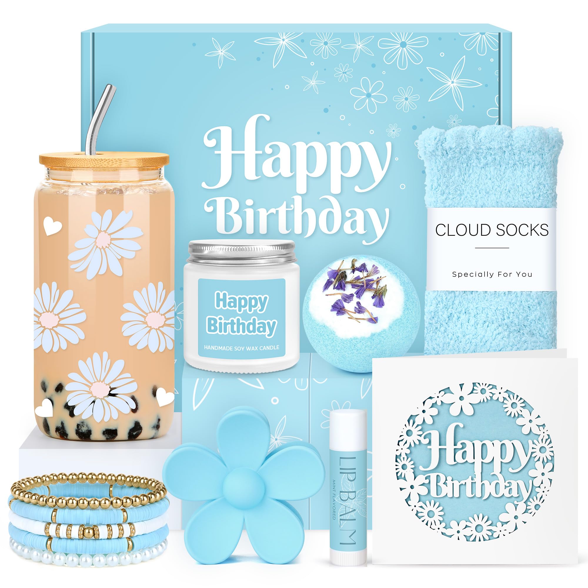 Birthday Gifts for Teen Girls, Women, Teenage Girl Birthday Gift Sets for Teen Girls Tween Gifts for Teenage Girl Cute Daisy Aesthetic Glass Cup Gift