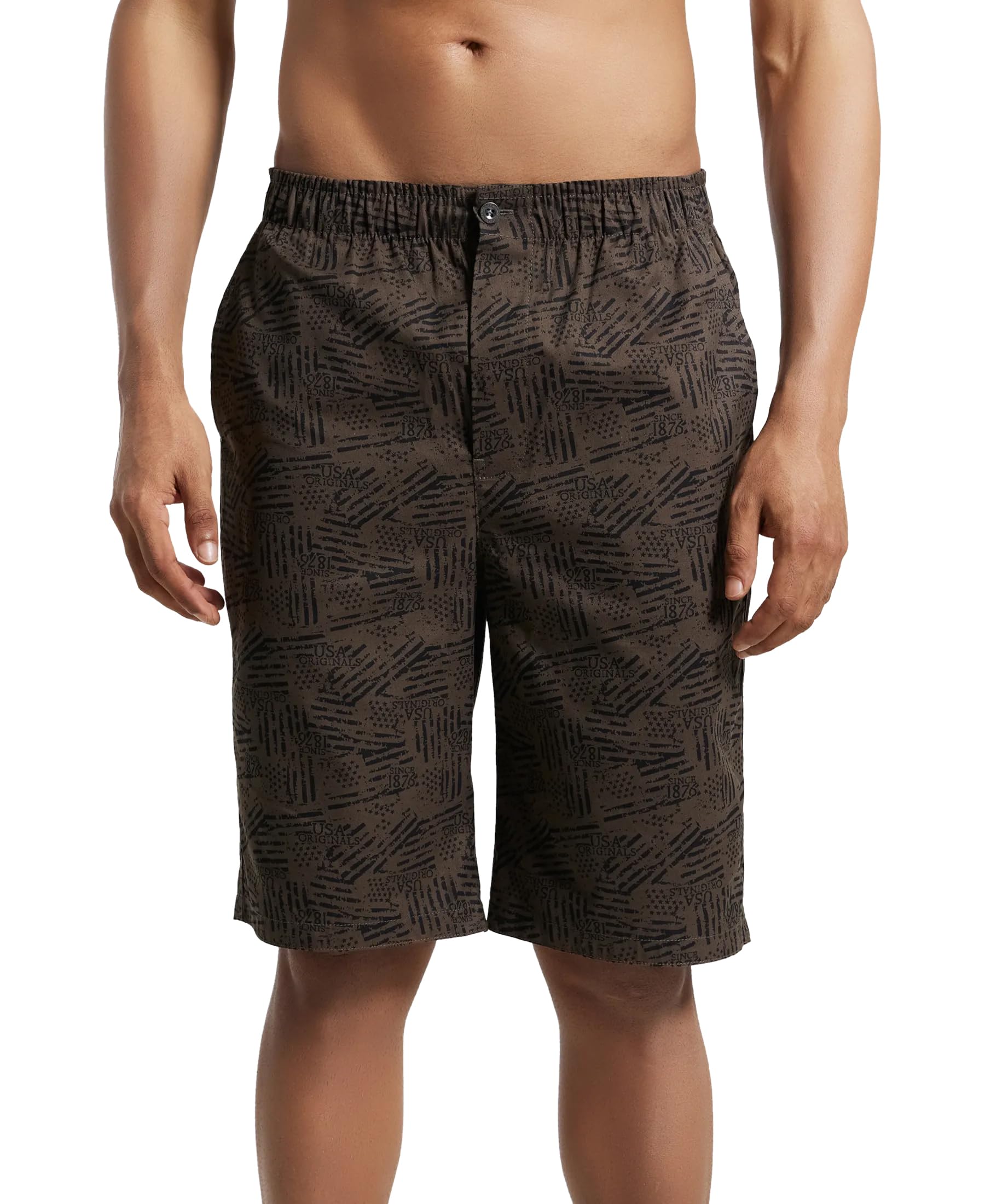 Jockey US88 Men's Super Combed Mercerized Cotton Woven Fabric Regular Fit Printed Bermuda with Side Pockets (Colors & Prints May Vary)