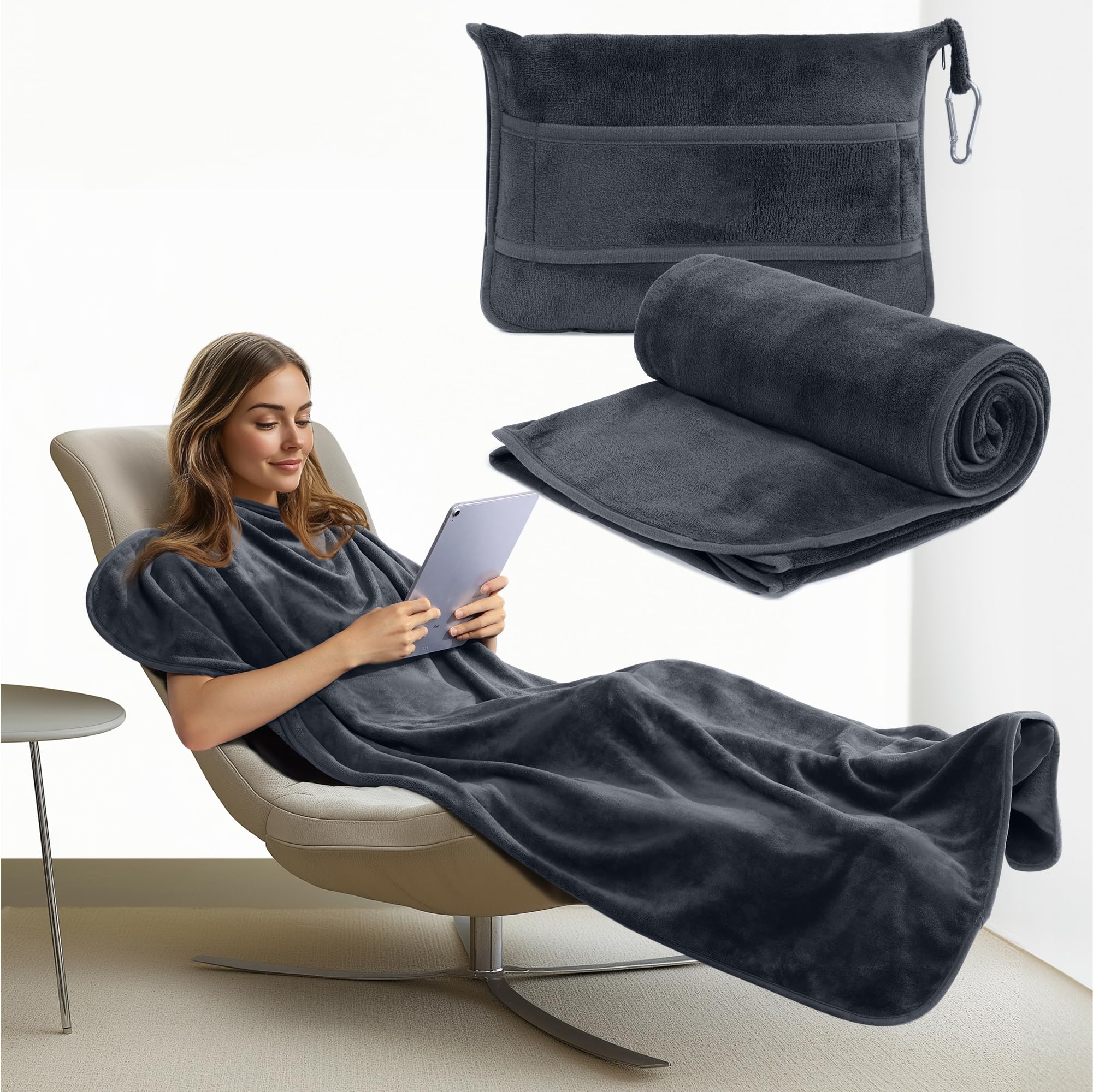 Reisdeken en kussen, 3-in-1 pluche speelgoedkussen, deken en handwarmer