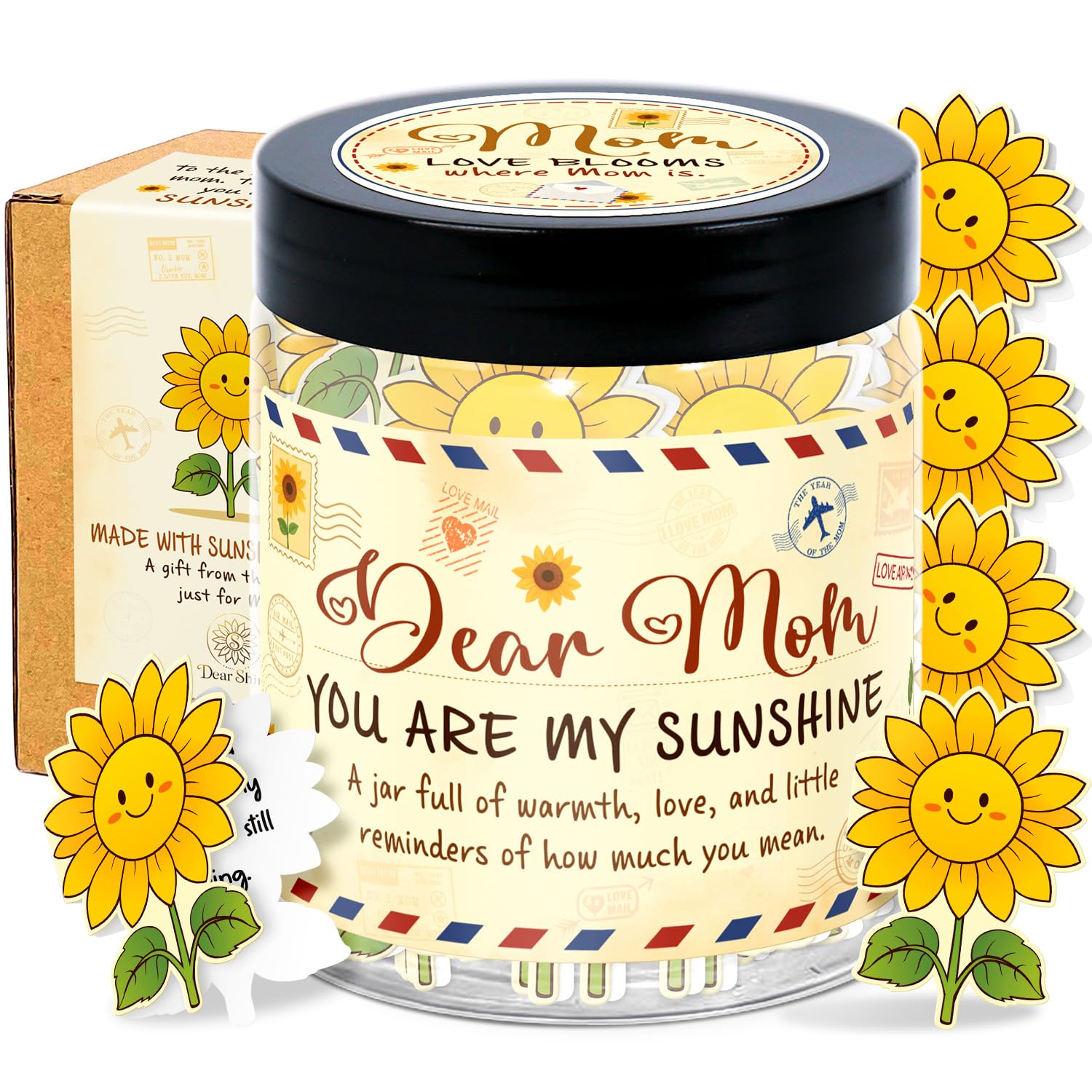 Birthday Gifts for Mom from Daughter – You Are My Sunshine Gift - Mom Gifts From Daughter, Son - Mothers Day Gift for Mother in Law, Stepmom - 60 Positive Sunflower Affirmation Cards