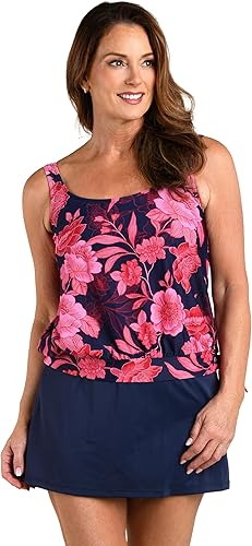 Maxine of Hollywood Women's Side Tie Scoop Neck Banded Tankini Swimsuit Top, Ind
