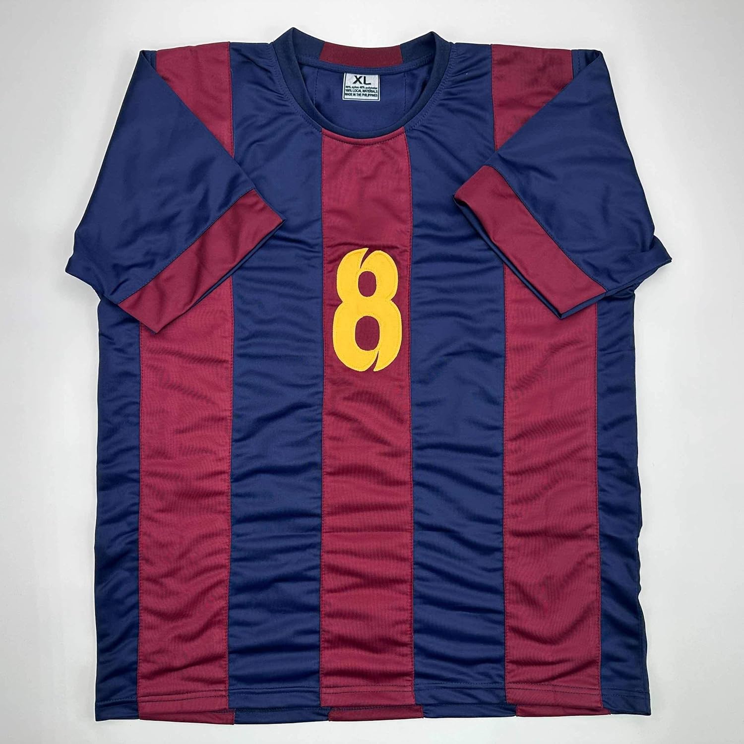 Facsimile Autographed Andres Iniesta FC Barcelona Blue/Red Reprint Laser Auto Soccer Jersey Size Men's XL - Image 3