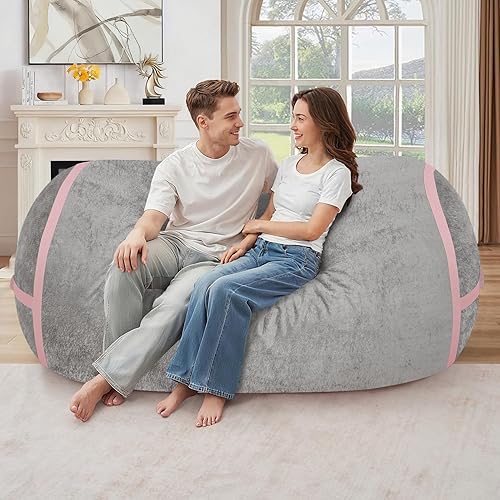 Miniatura 305 de HABUTWAY Puf gigante de 2 pies para adultos, con relleno de espuma viscoelástica, puf grande con funda de terciopelo holandés extraíble para sala de