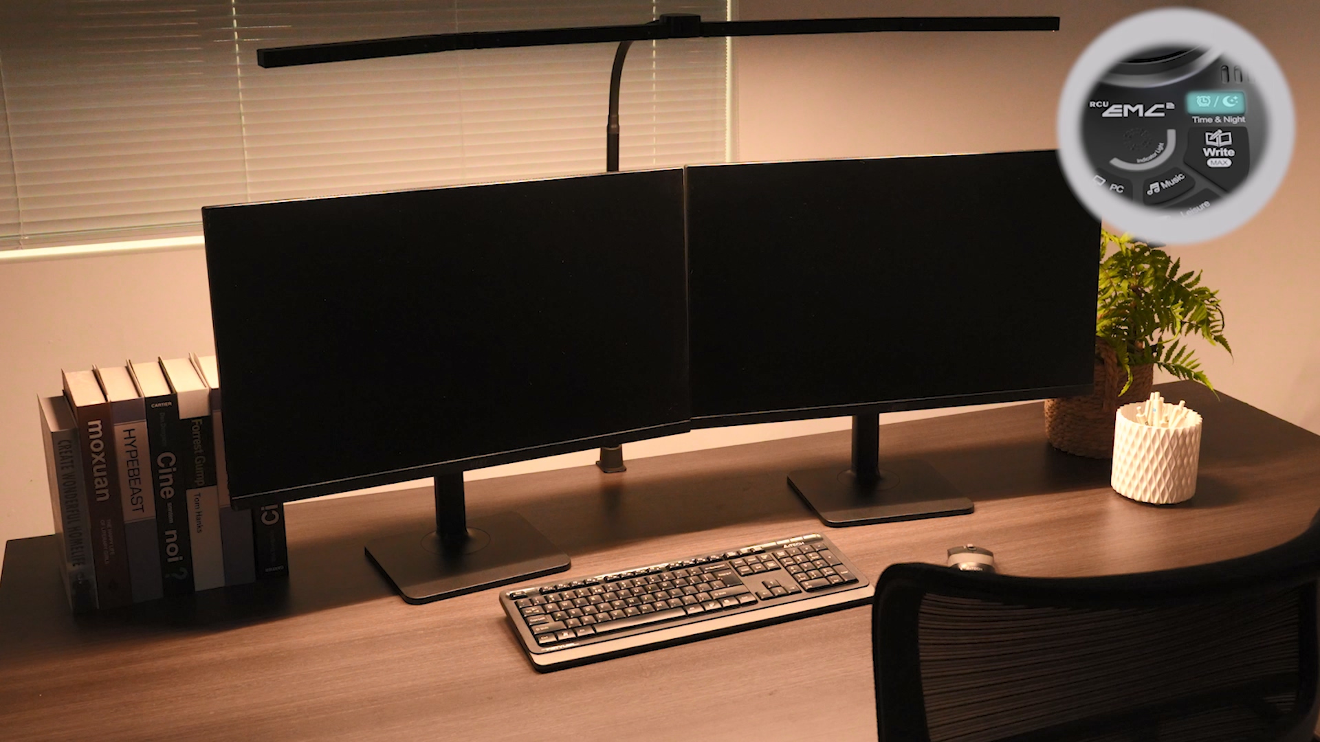 Image of Adjustable LED Desk Lamp with Clamp, 4-Head Eye-Caring CRI95+ Desk Light, Stepless Dimming & Color Temp Remote Control, Flexible Neck, 5-Mode for Reading, Computer, Crafting, 90 inch Wide Desk Coverage