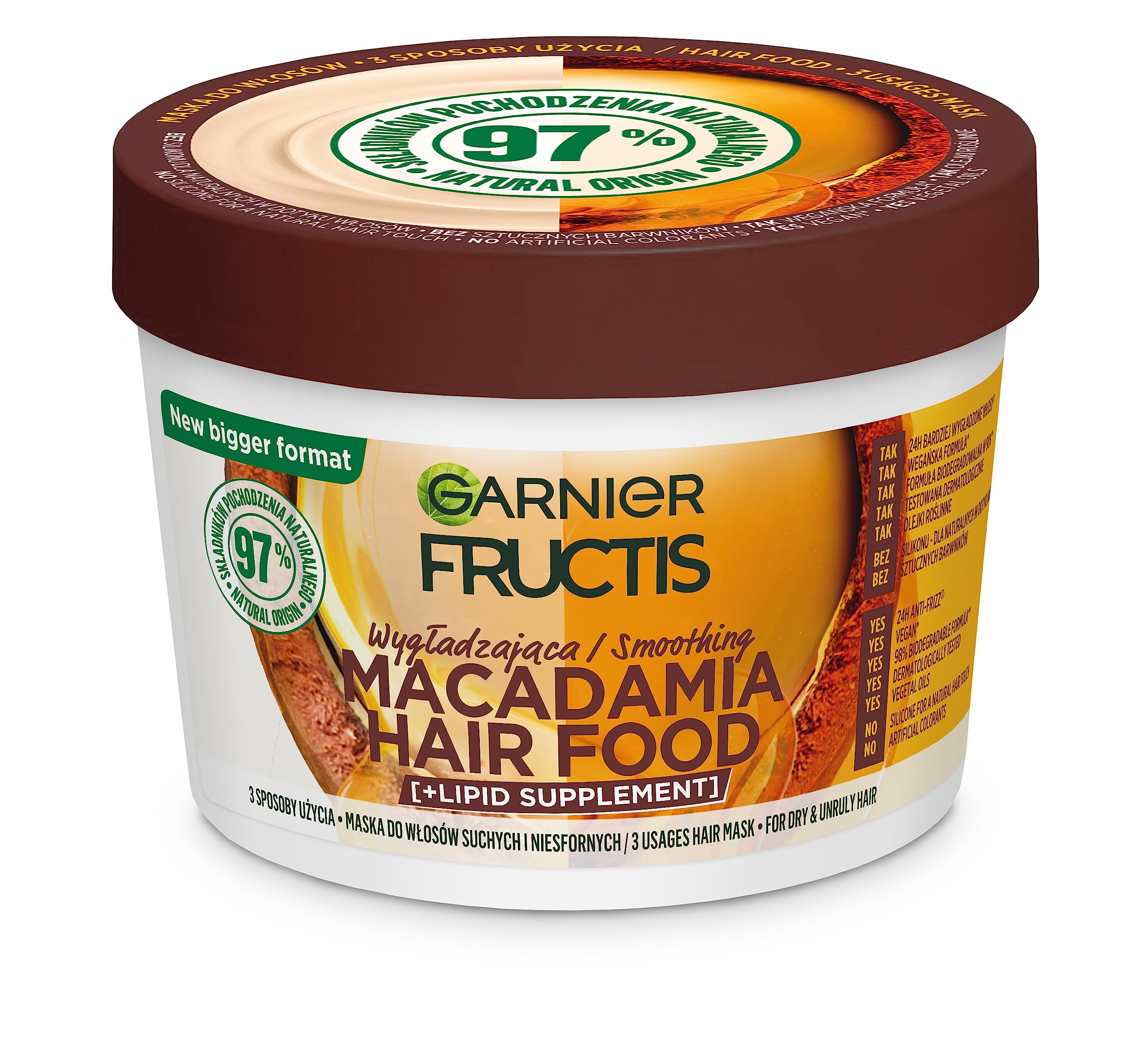 Garnier Fructis Hair Food Macadamia Maschera per capelli secchi e indisciplinati, 400 ml