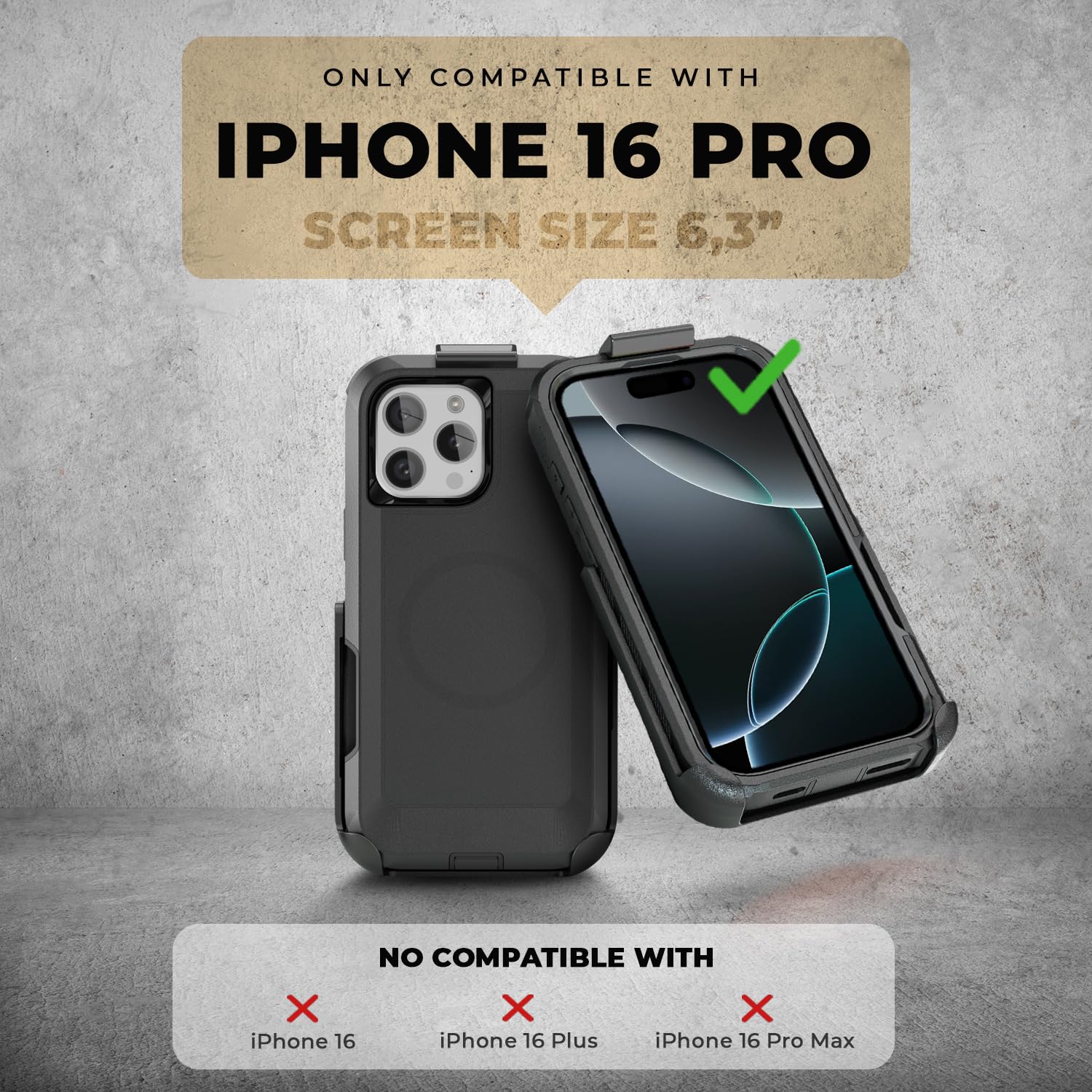 MOTIVE Funda de silicona para iPhone 15 Pro con clip para cinturón, funda para teléfono celular para iPhone 15 Pro, funda delgada y resistente, funda protectora a prueba de golpes y soporte, 6.1