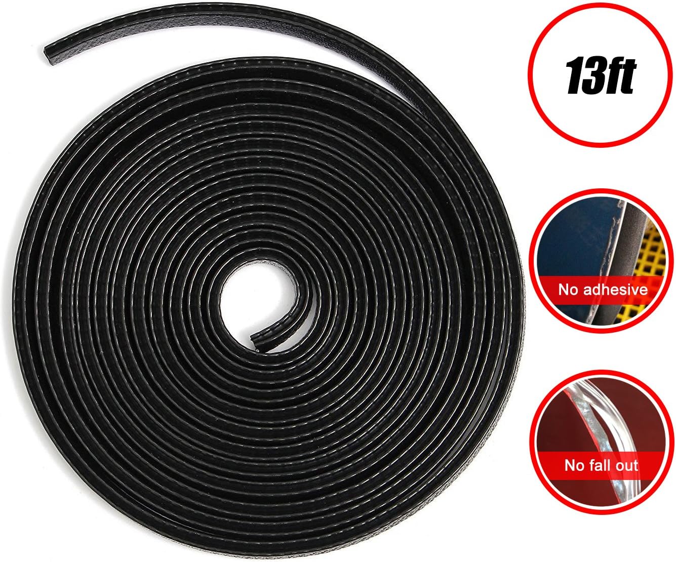 ILOVA Door Edge Guard Trim Molding Durable Fits Most Cars Virtually Invisible Easy D.I.Y. Installation Internal Double Sided Tape No Tools Needed Protected Lining 13ft Black
