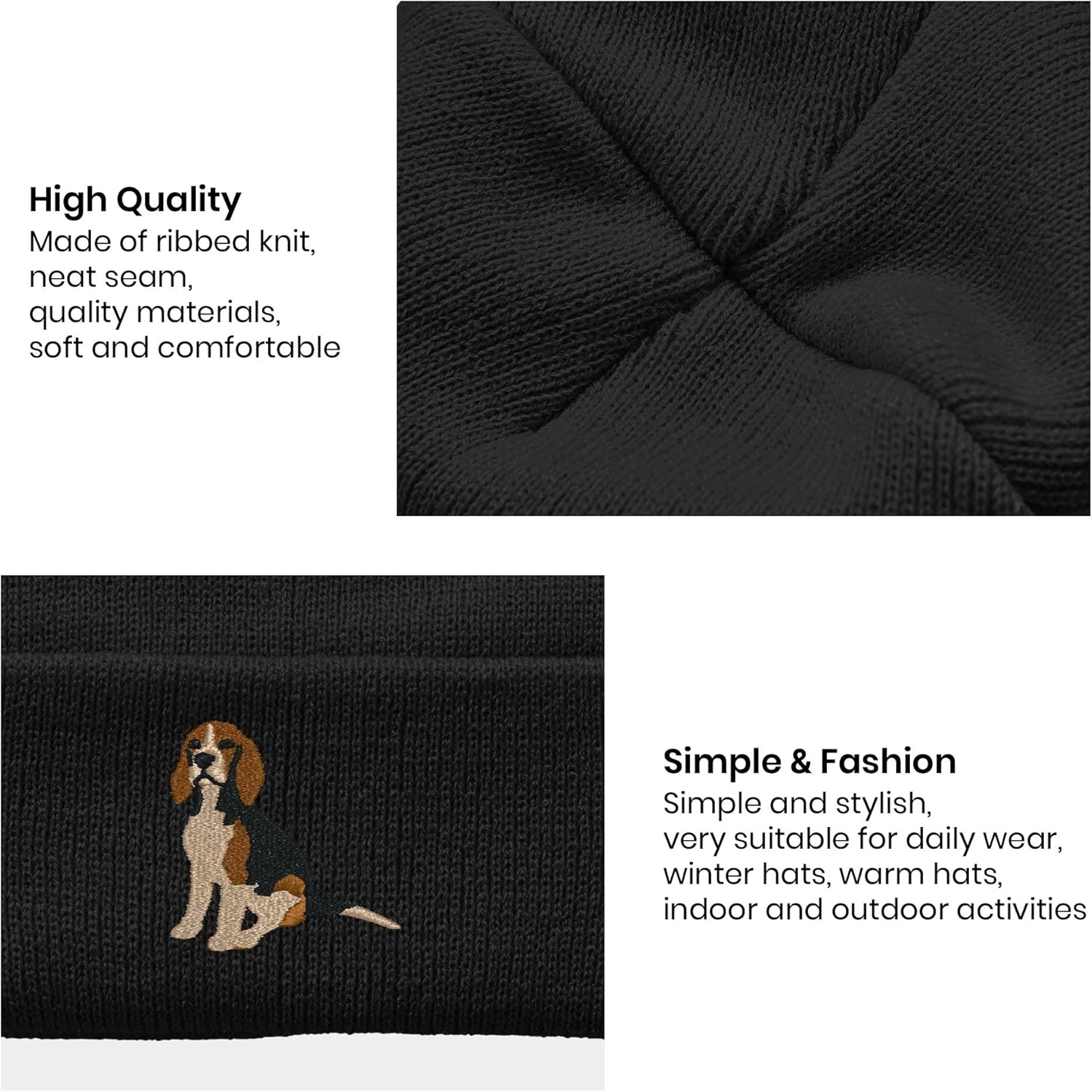 Embroidery Beanie Knit Hats for Men & Women, Embroidery Winter Hats Skull Cap - Image 5